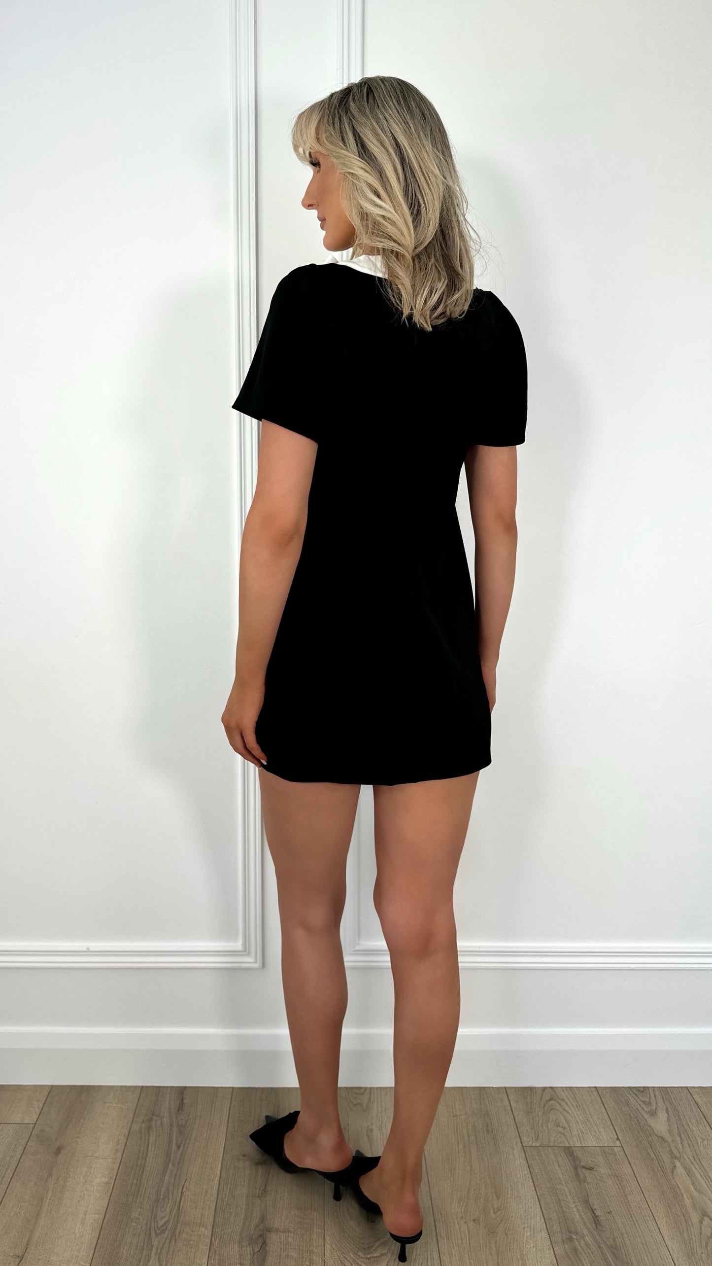 Julie white Bowknot Short Dress - Black