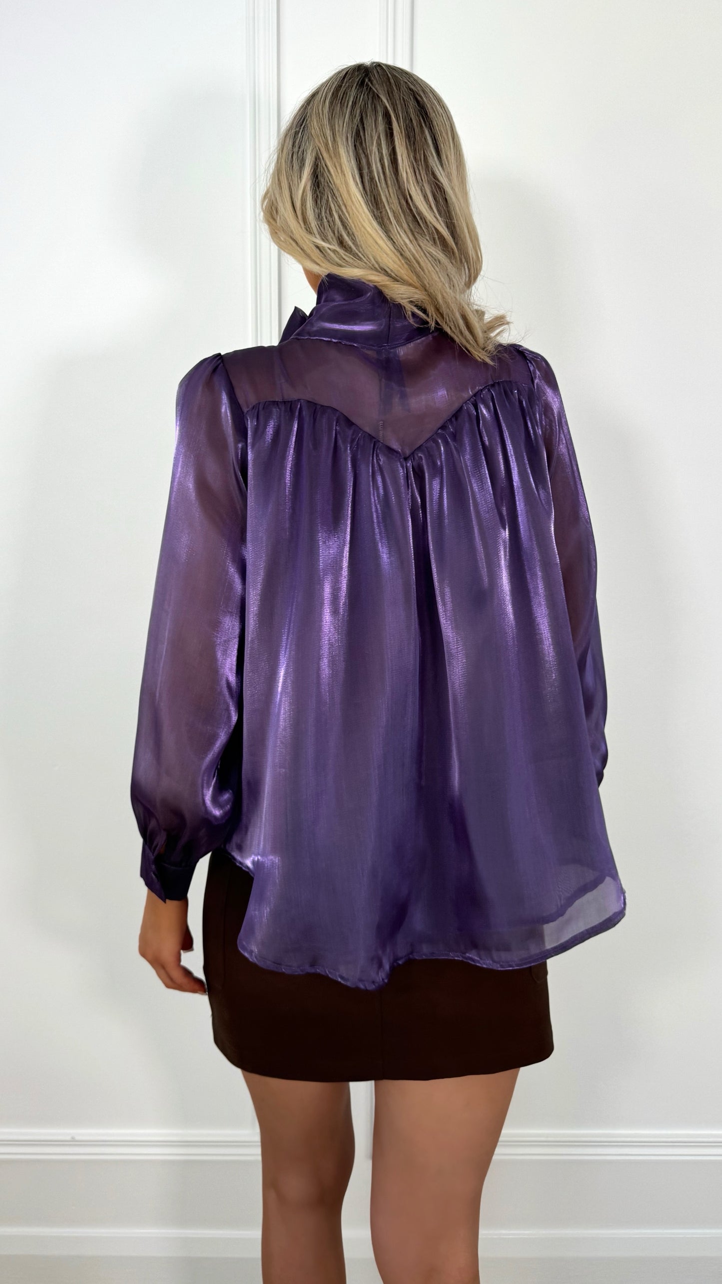 Aoife Bowknot Metallic Shirt - Purple