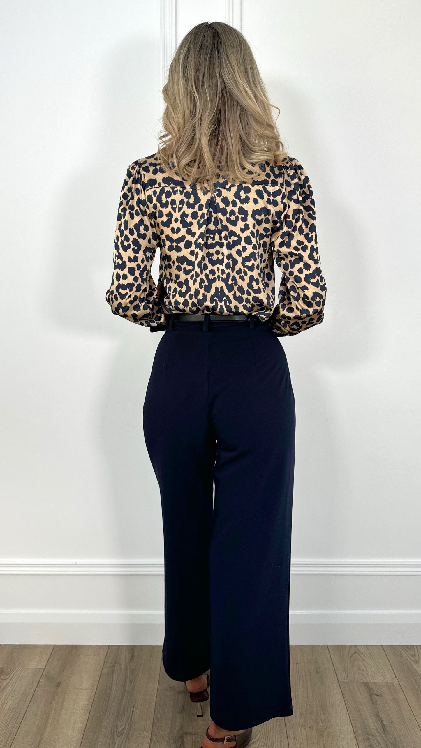 Silvia Tailored Belted Trousers - Navy