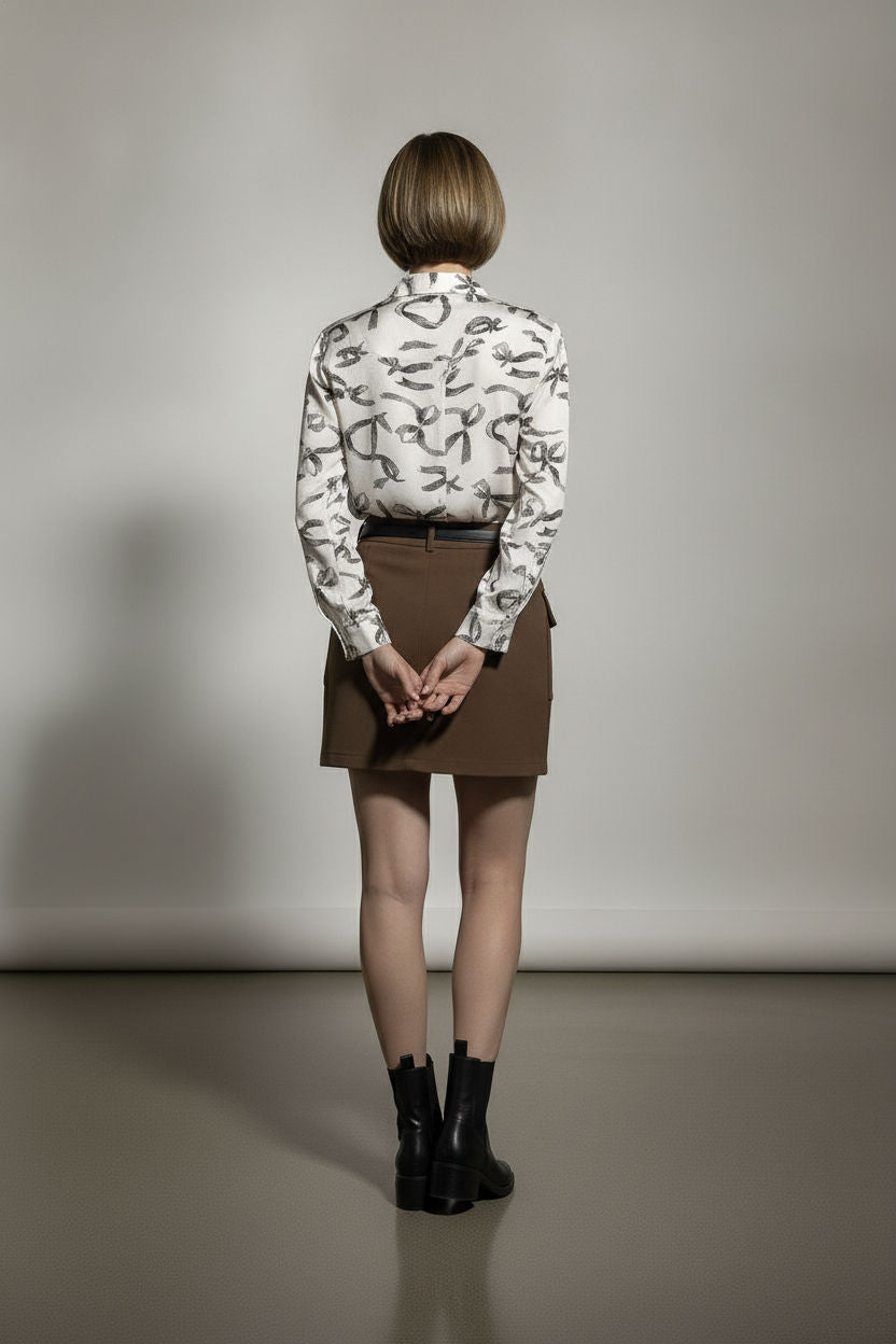 Linda Suede Mini Skirt with Side Pockets - Brown