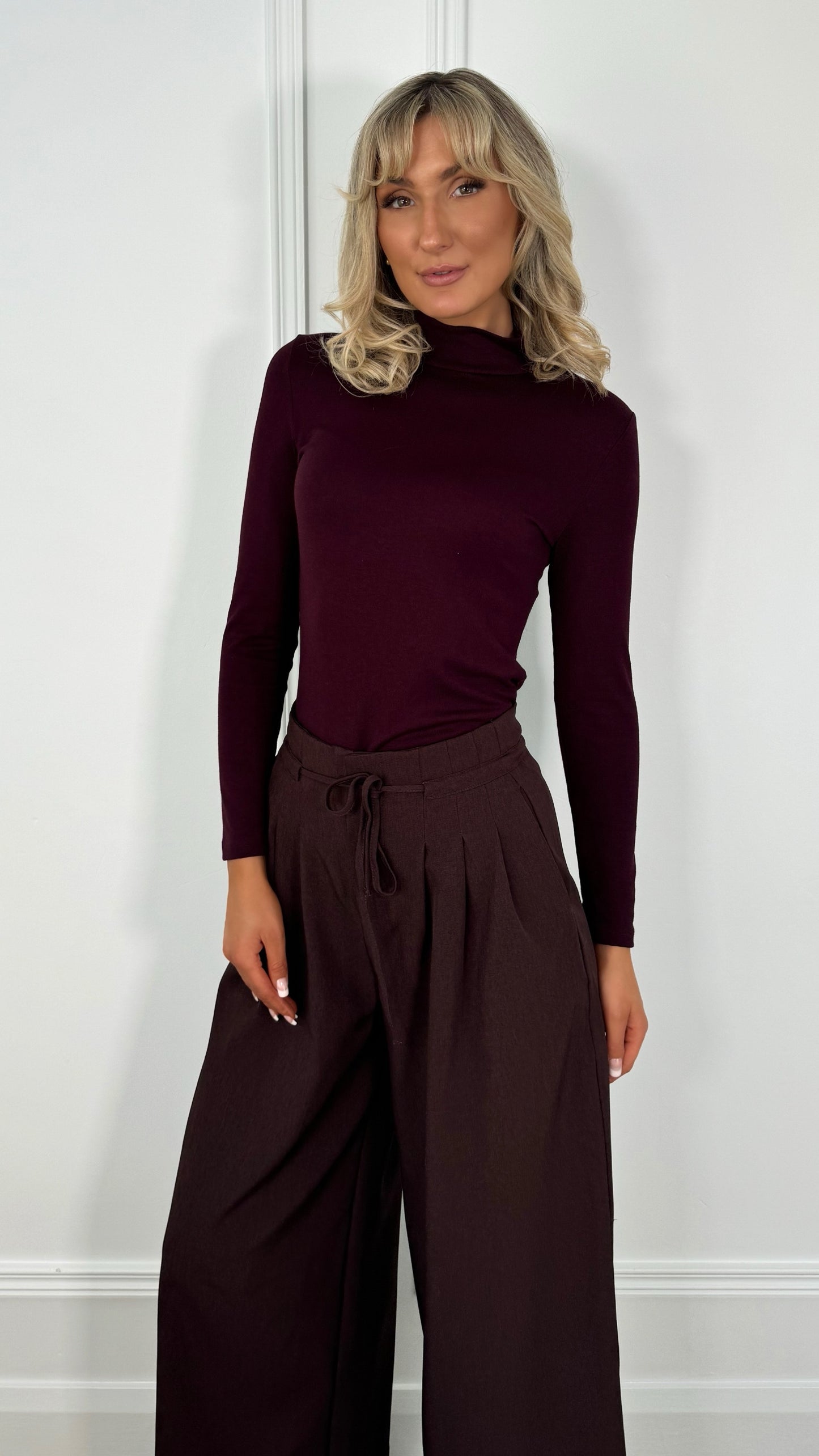 Zoe Polo Neck Top - Plum