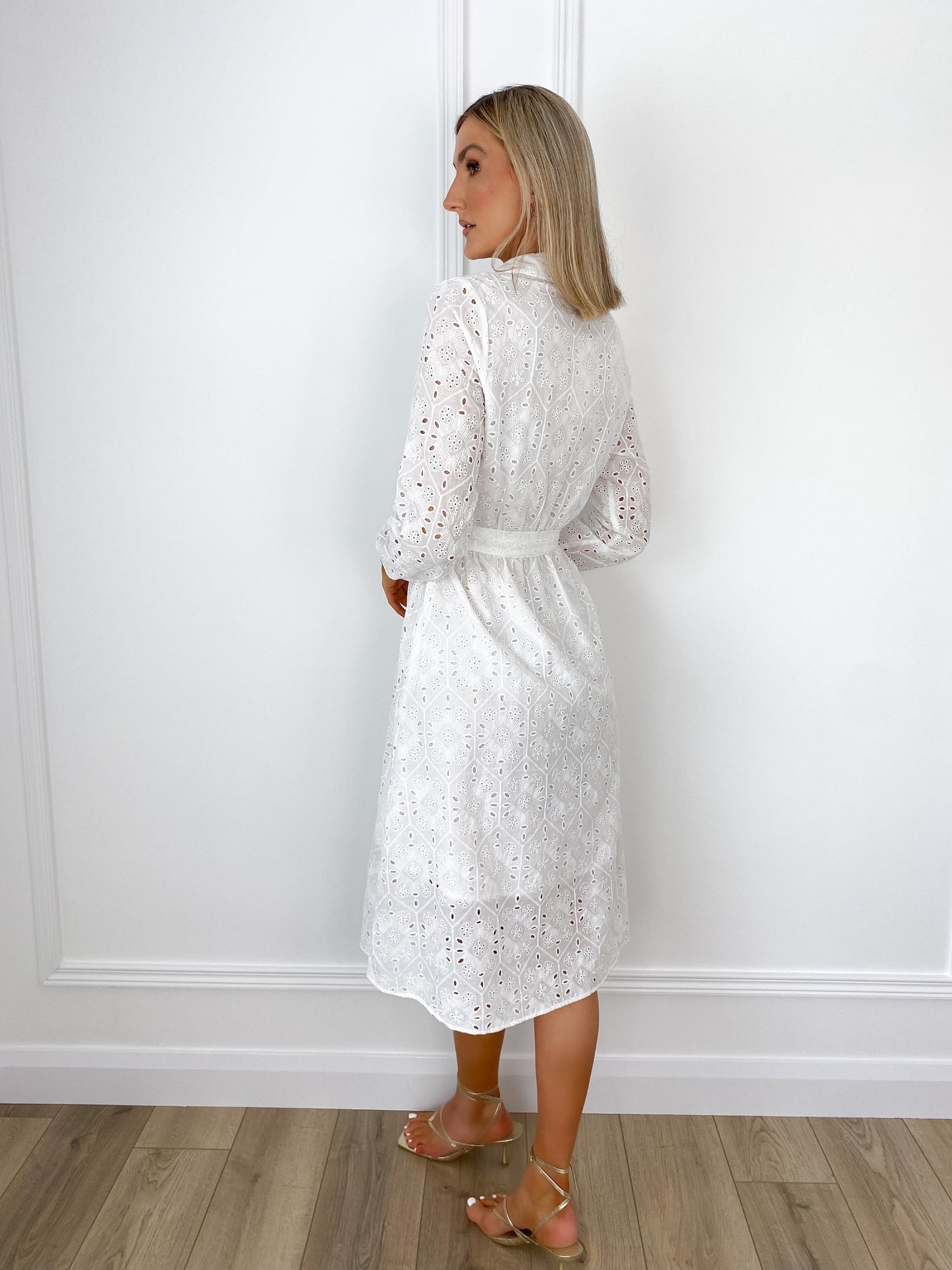 Ross Belted Broderie Shirt Dress - Ecru