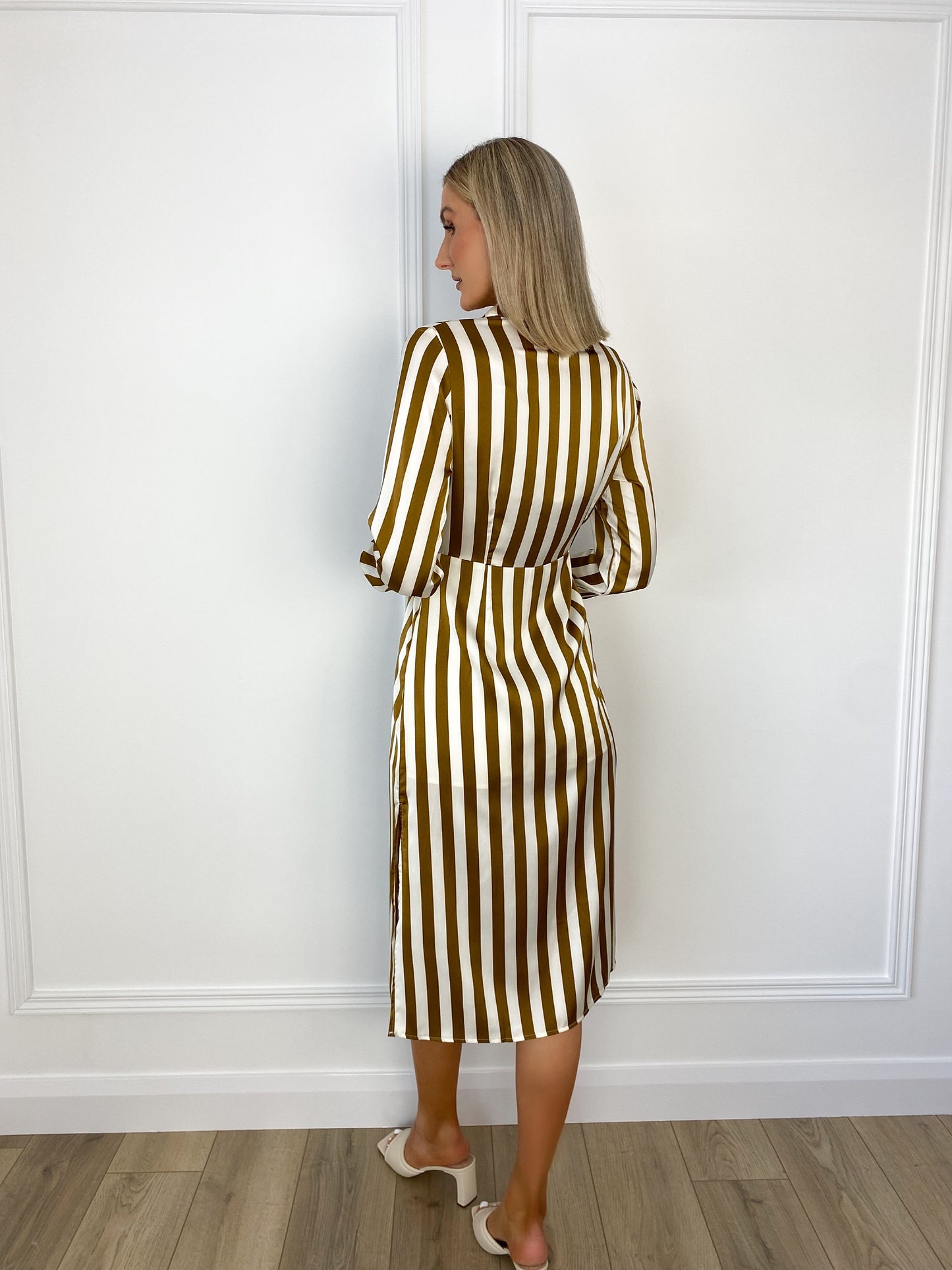Dorah Satin Stripped Shirt Dress