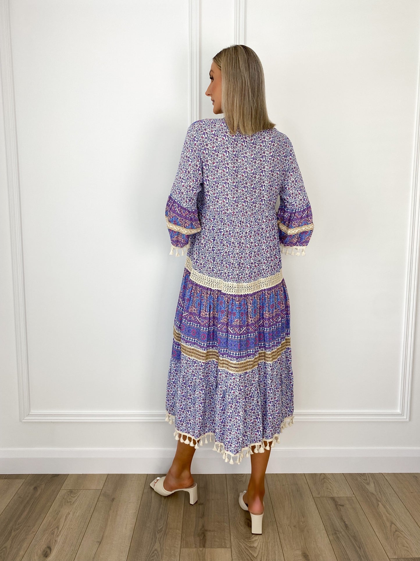 Emma Boho Printed Maxi Dress - Purple