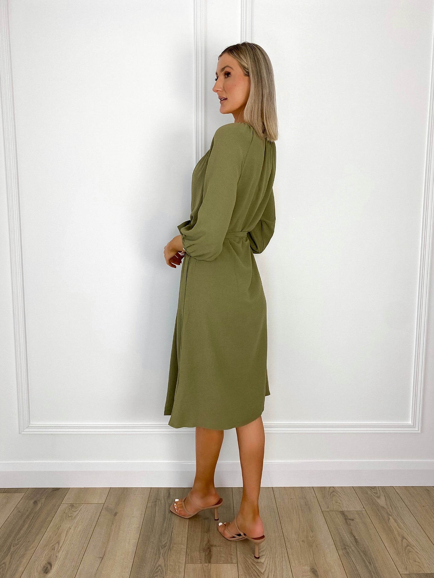 Anne Belted Shirt Dress - Khaki