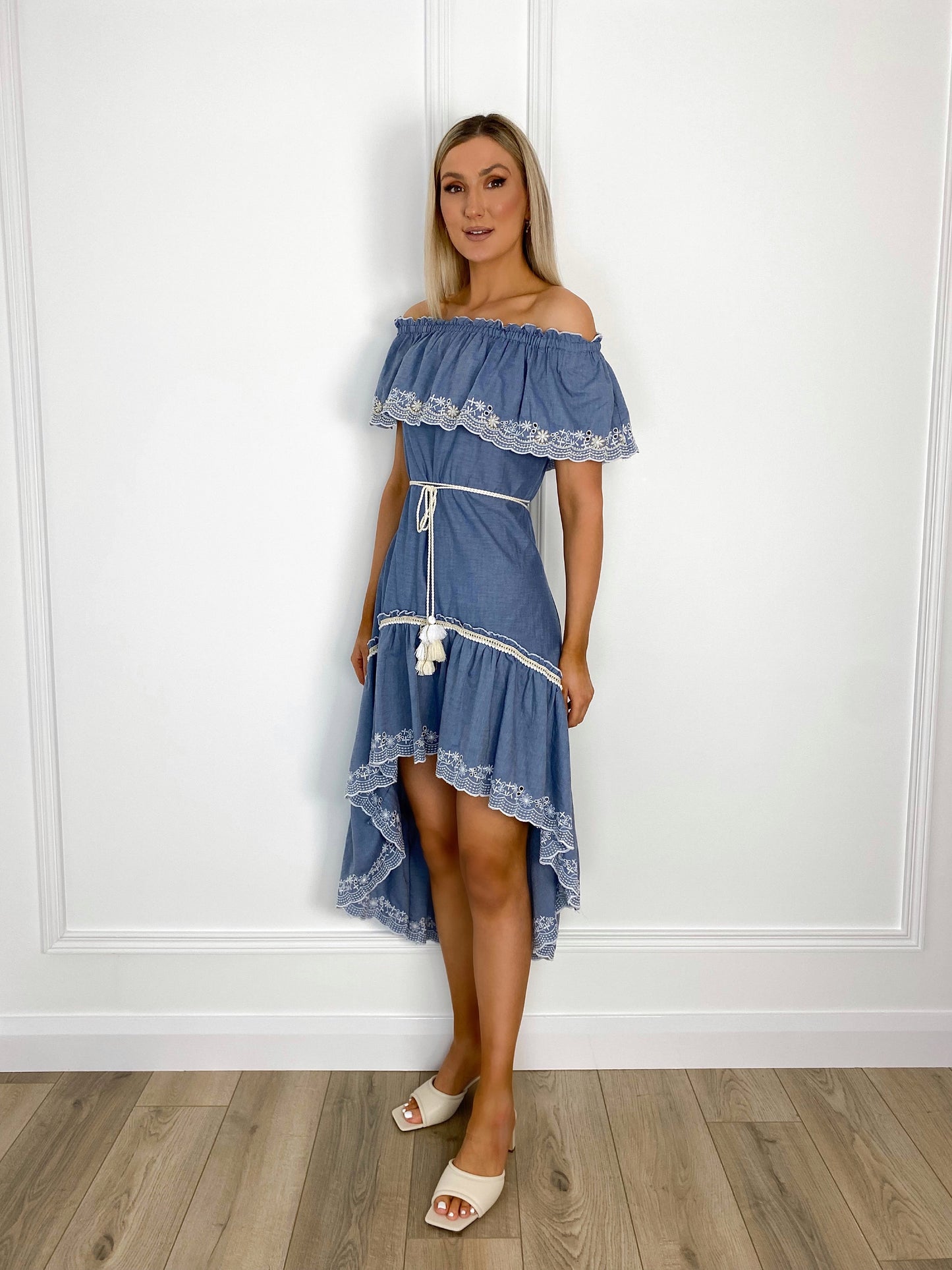 Fernanda Ruffle Denim Dress