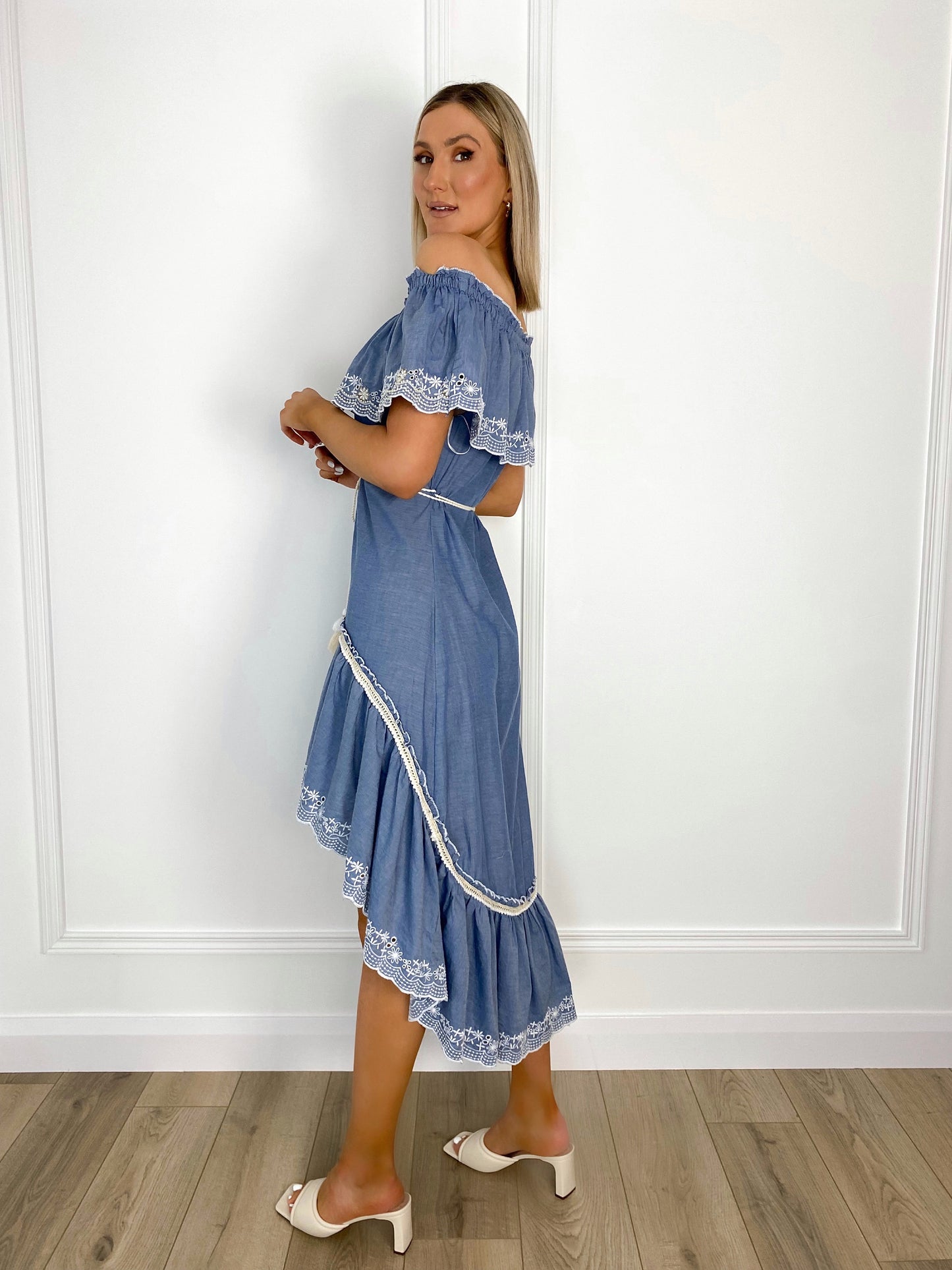 Fernanda Ruffle Denim Dress
