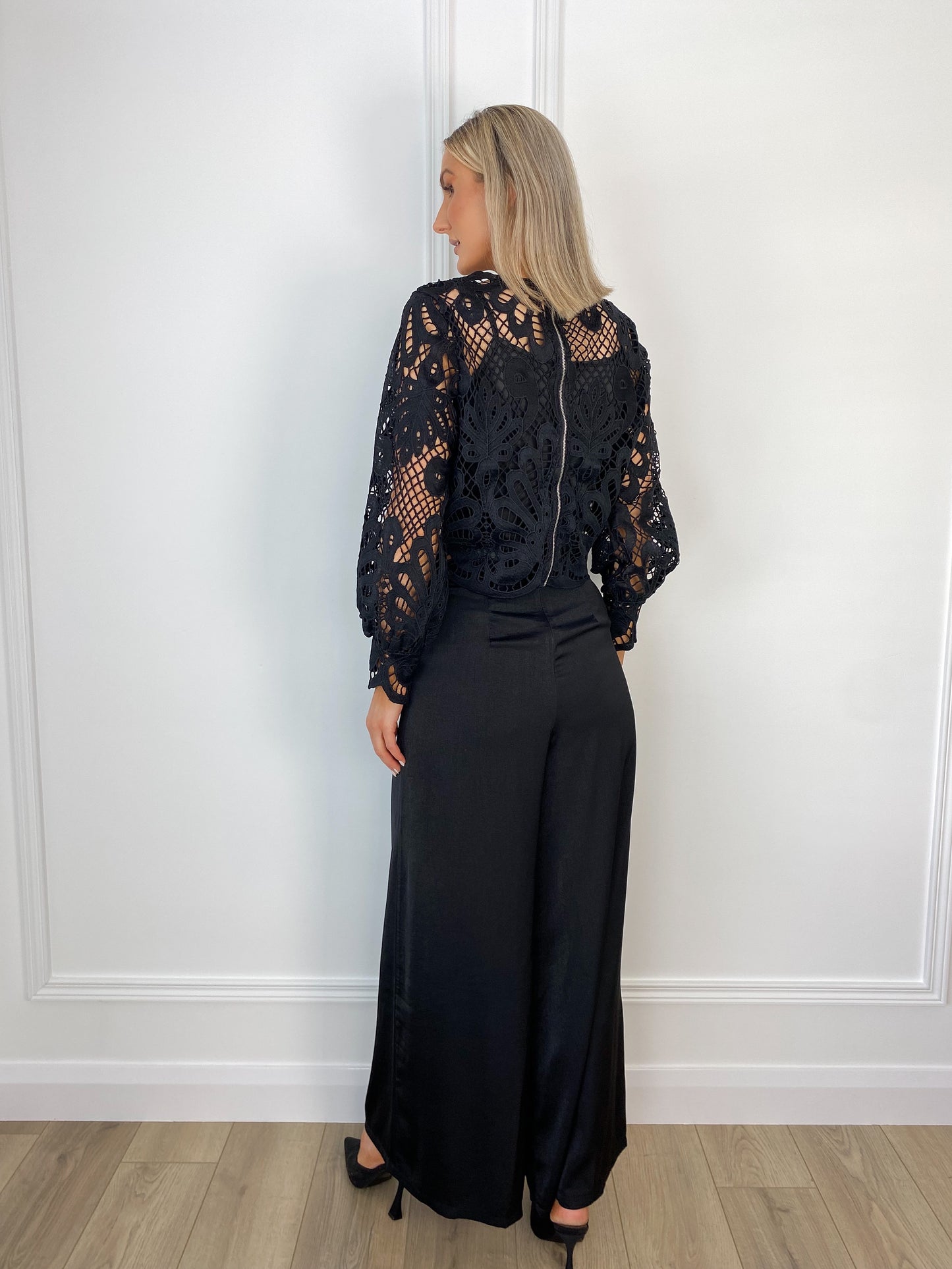 Gemma Satin Trousers - Black
