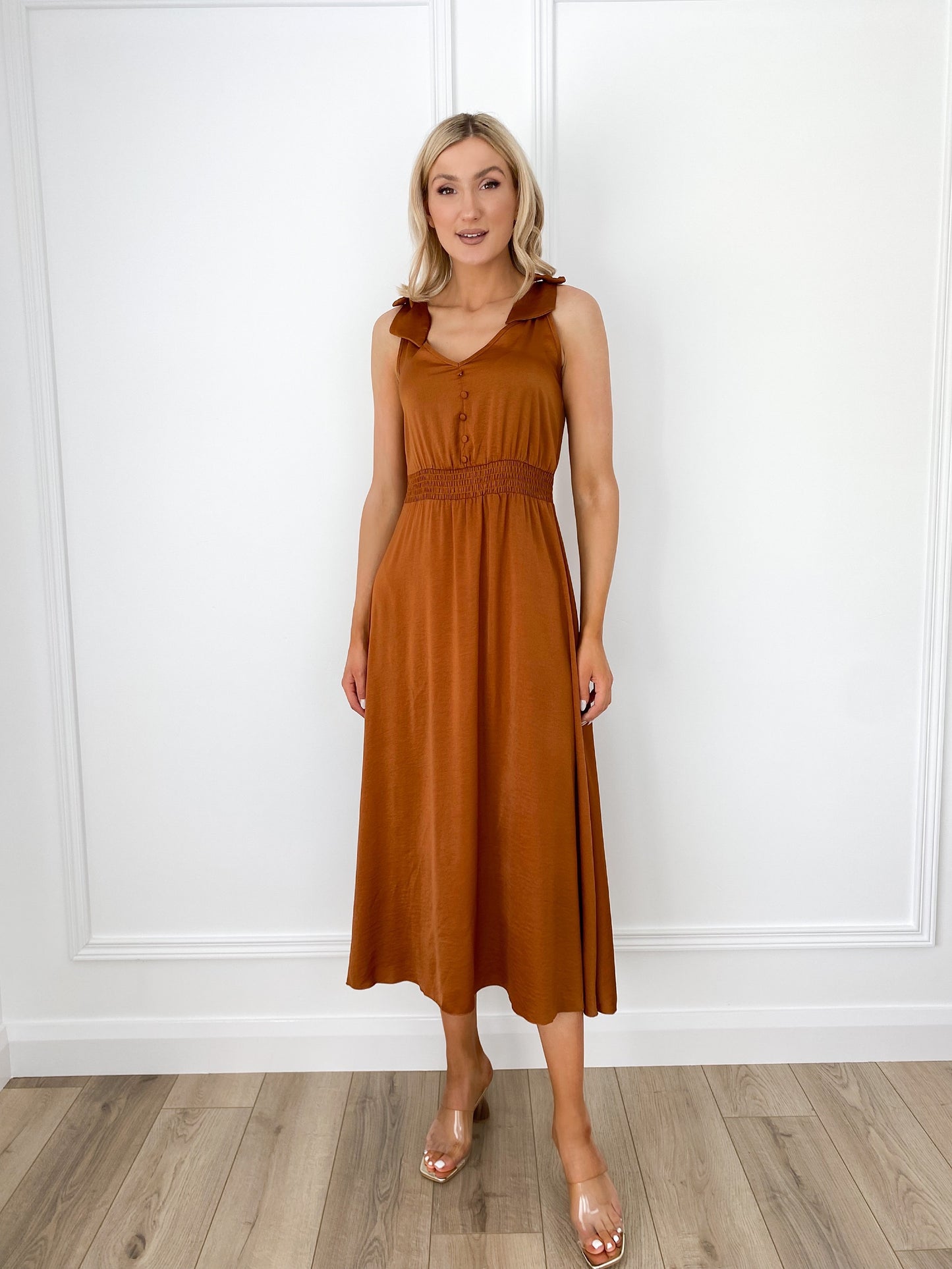 Bella Elastic Waist Maxi Dress - Camel