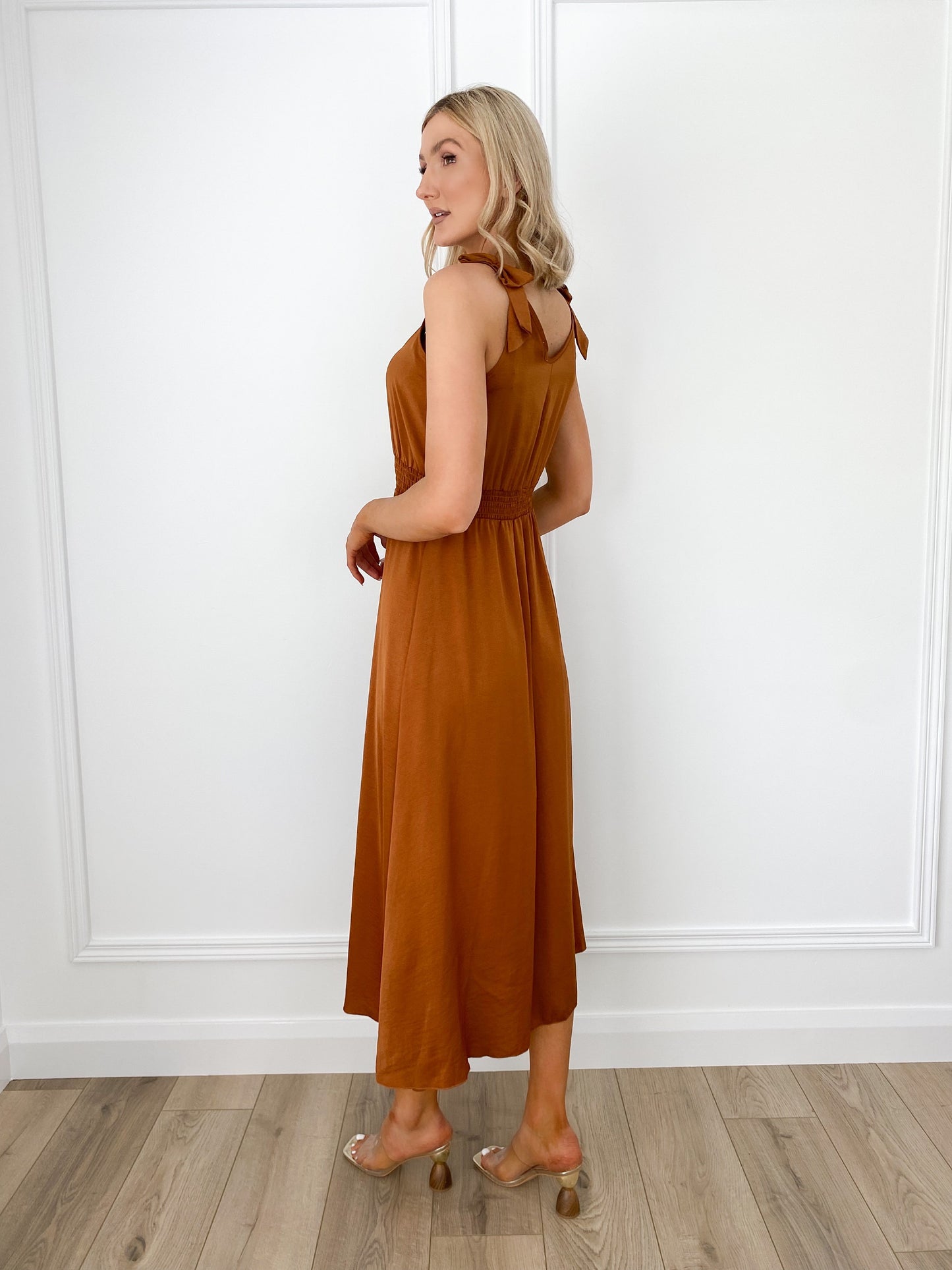 Bella Elastic Waist Maxi Dress - Camel