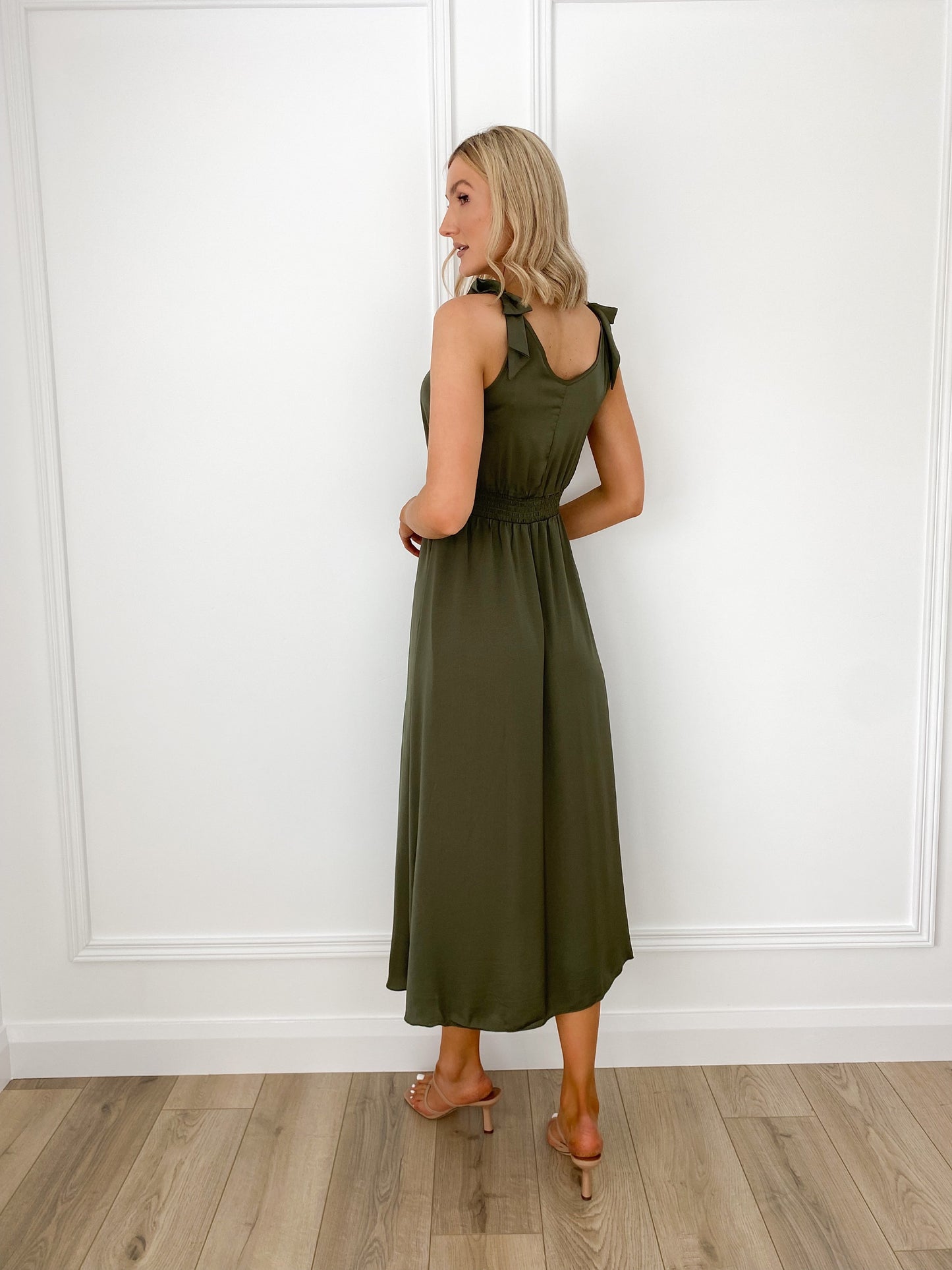 Bella Elastic Waist Maxi Dress - Khaki