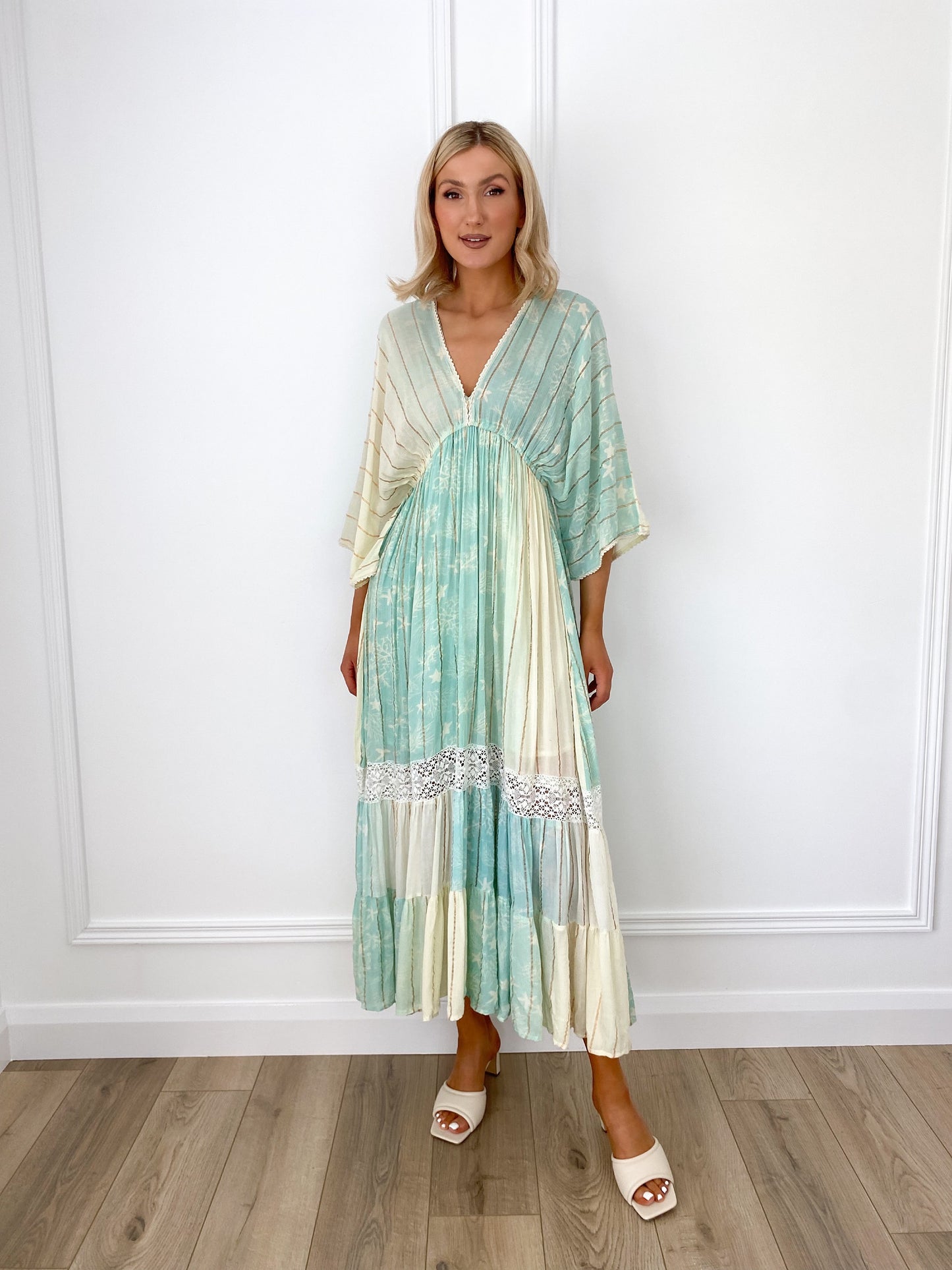 Julie Boho Printed Maxi Dress - Green