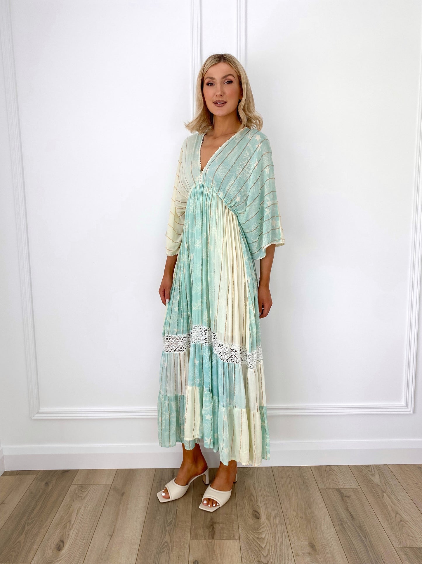 Julie Boho Printed Maxi Dress - Green