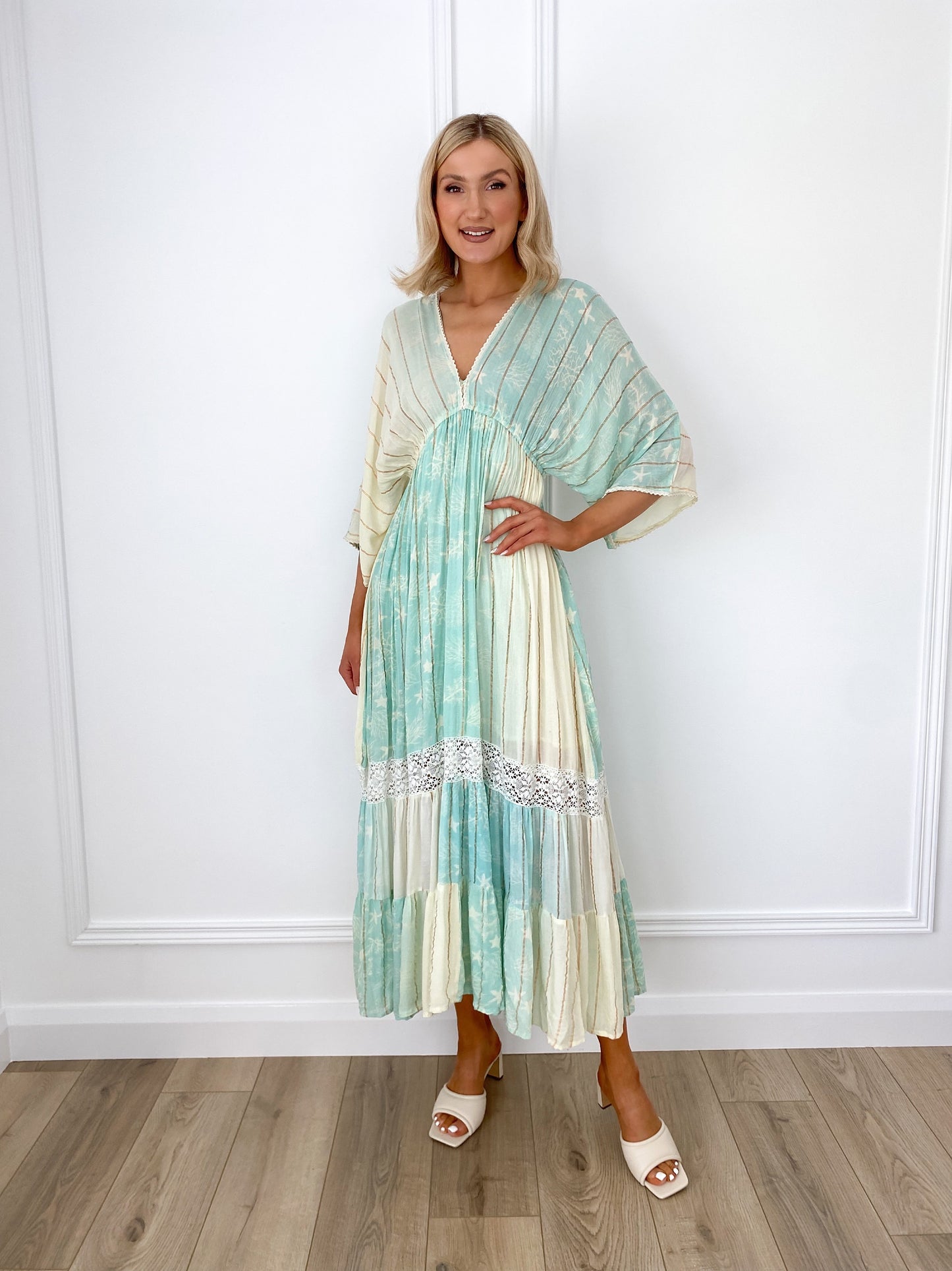 Julie Boho Printed Maxi Dress - Green