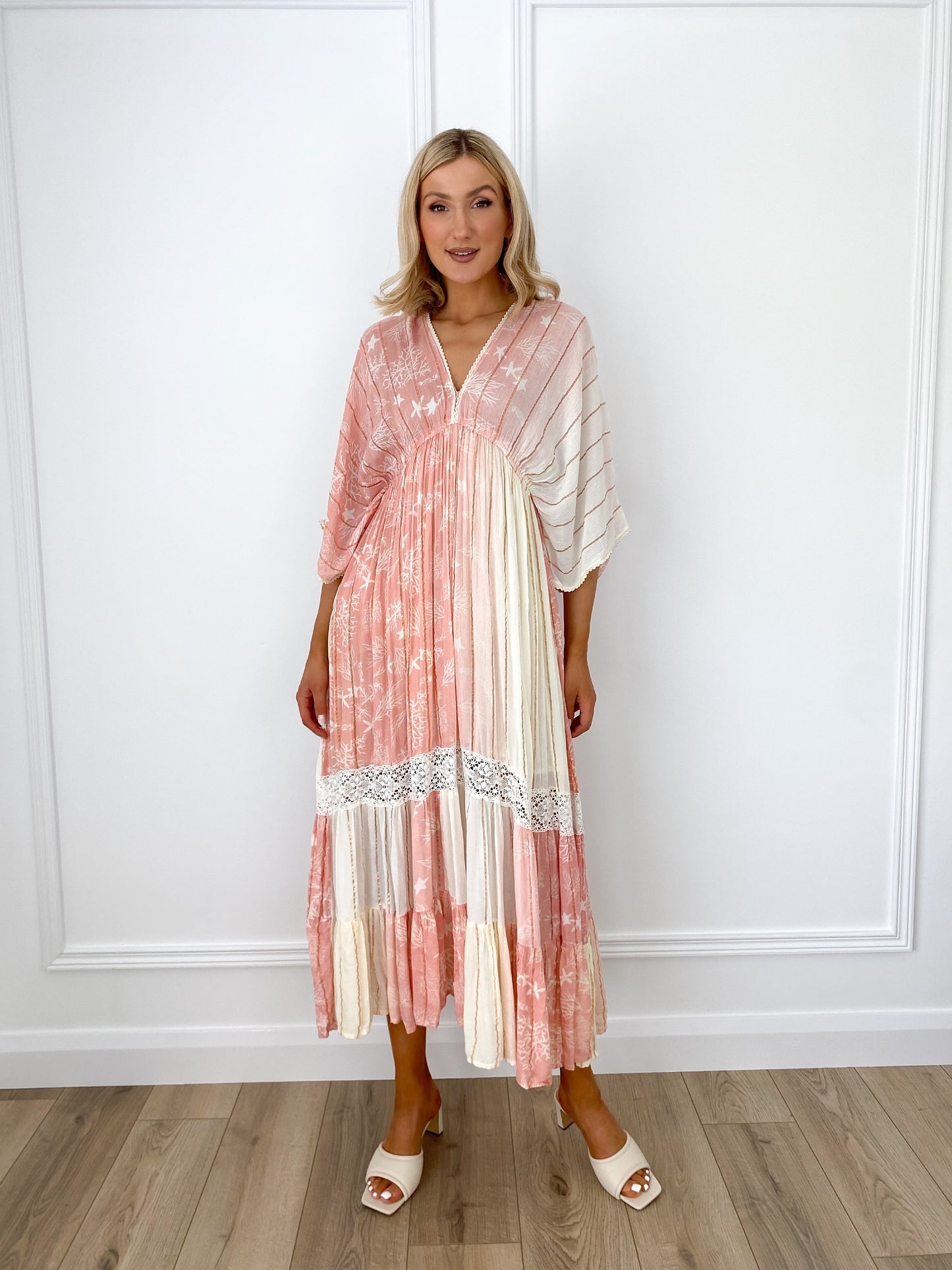 Julie Boho Printed Maxi Dress - Pink