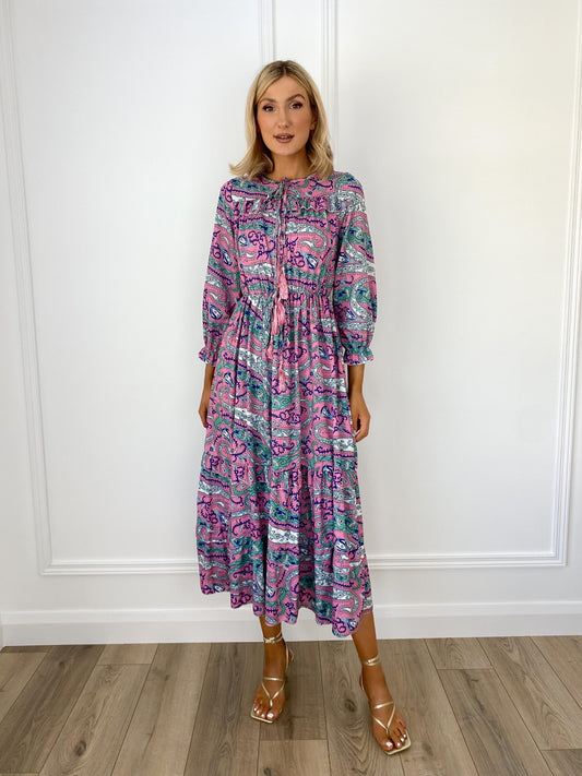 Triona Printed Maxi Dress - Purple