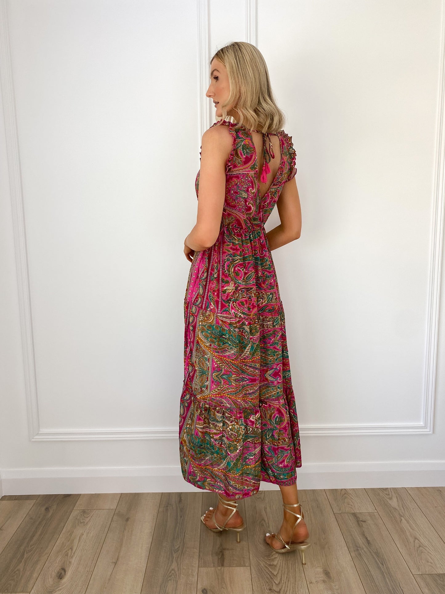 Isabella Printed Maxi Boho Dress - Pink