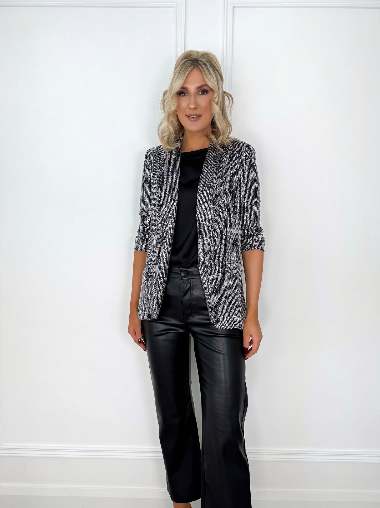 Nadia Sequin Blazer - Silver