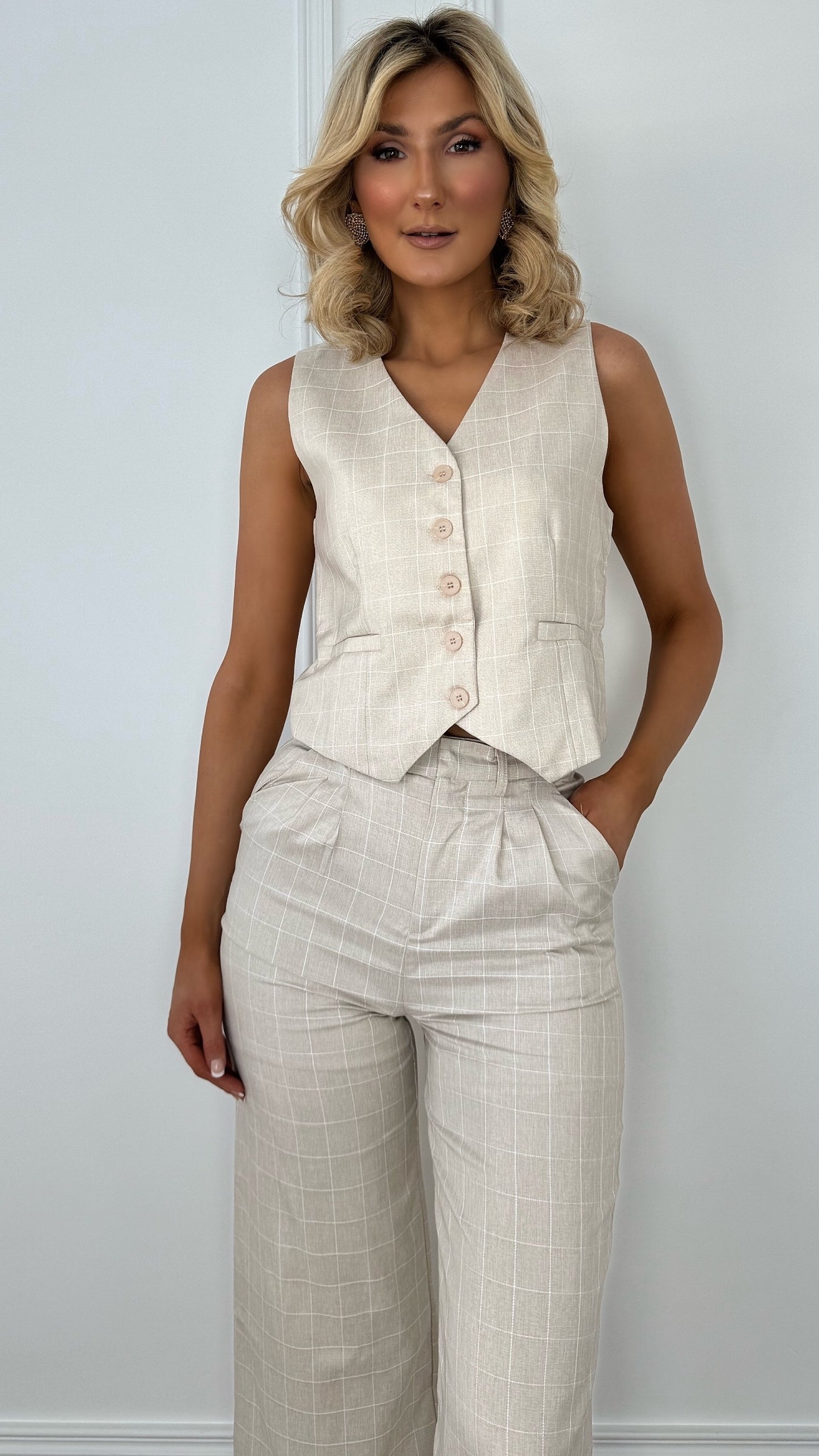 Daisy Tailored Vest - Beige