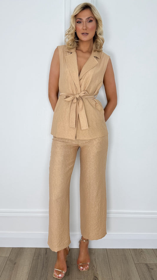 Ava Tailored Trousers with Pockets - Camel
