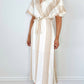 Vivian Striped Midi Dress - Beige and White