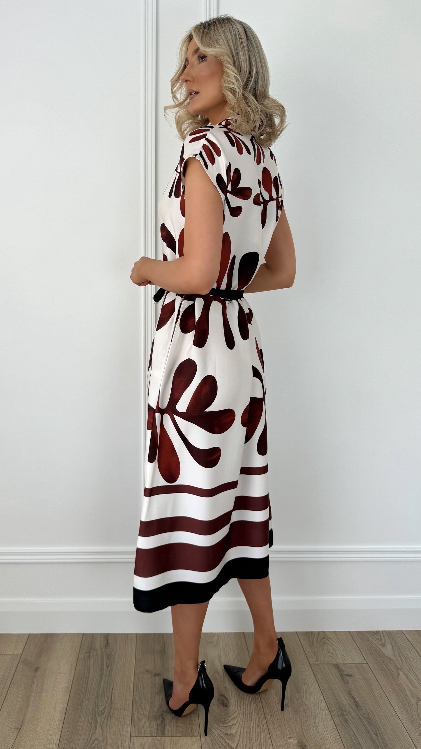 Bellaa Printed Shirt Dress with Belt
