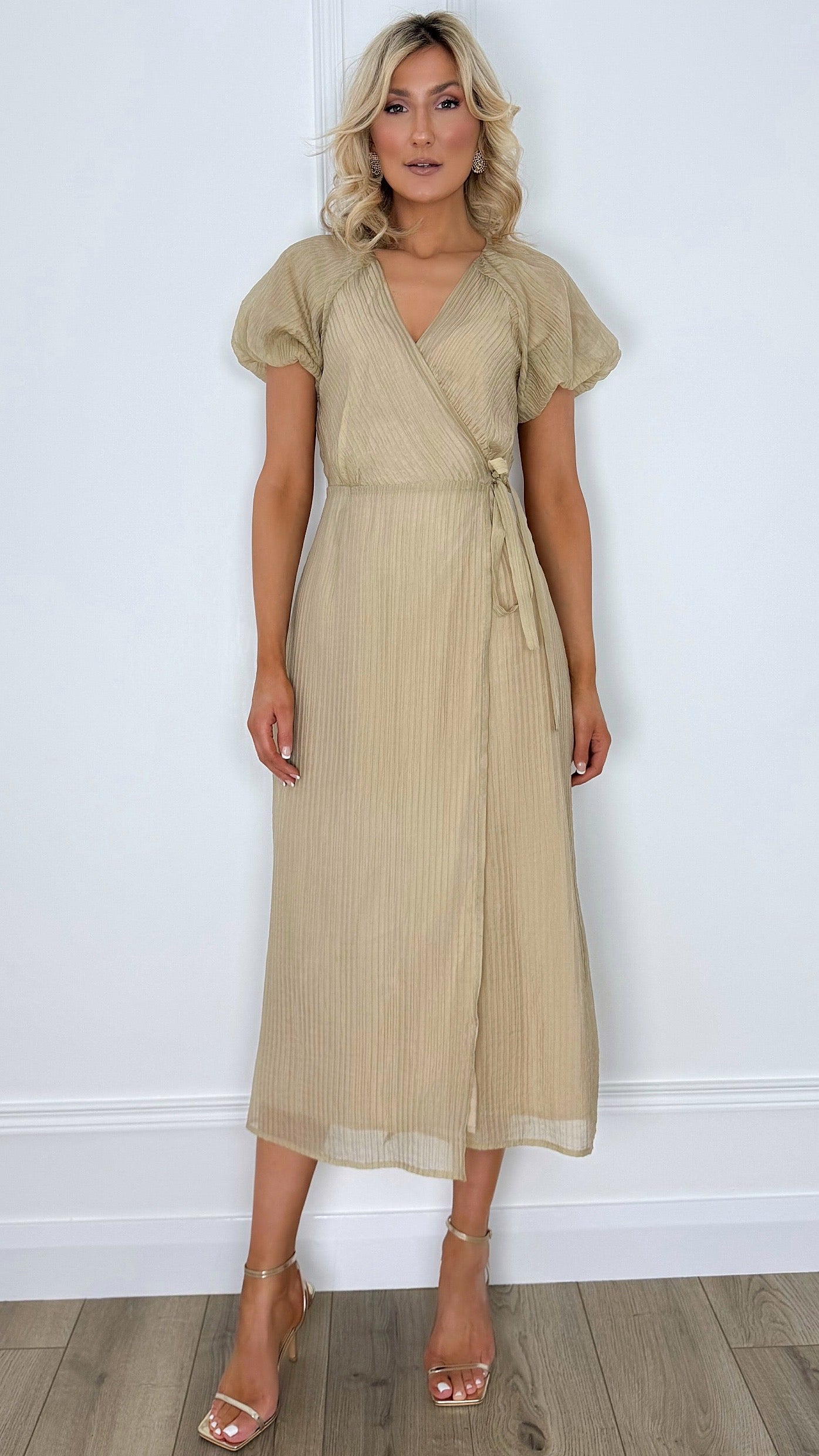 Dora Belted Wrap Dress - Taupe