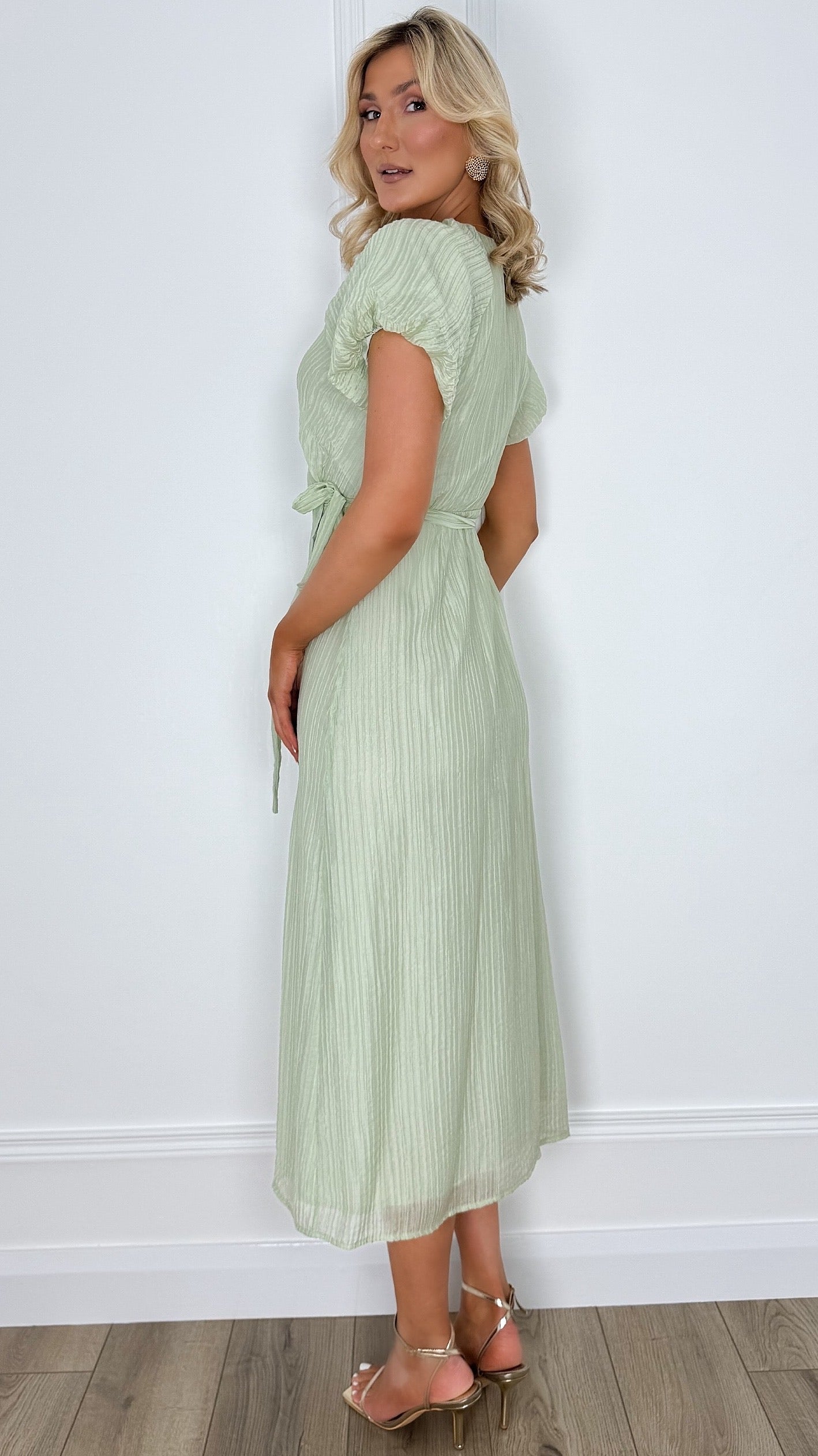 Dora Belted Wrap Dress - Green