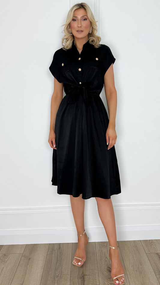Linda Shirt Dress - Black