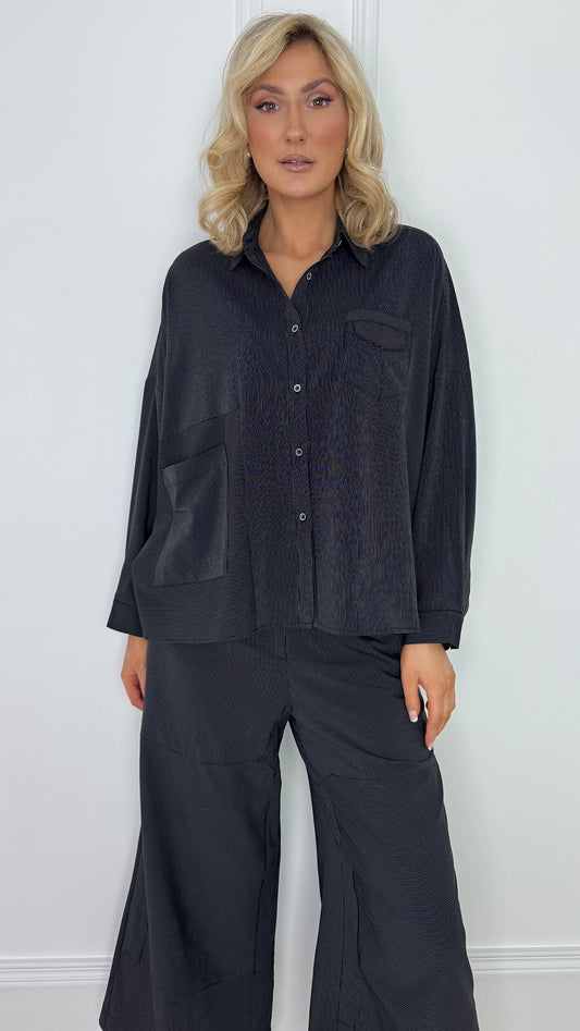 Tanya Stiped Shirt - Black