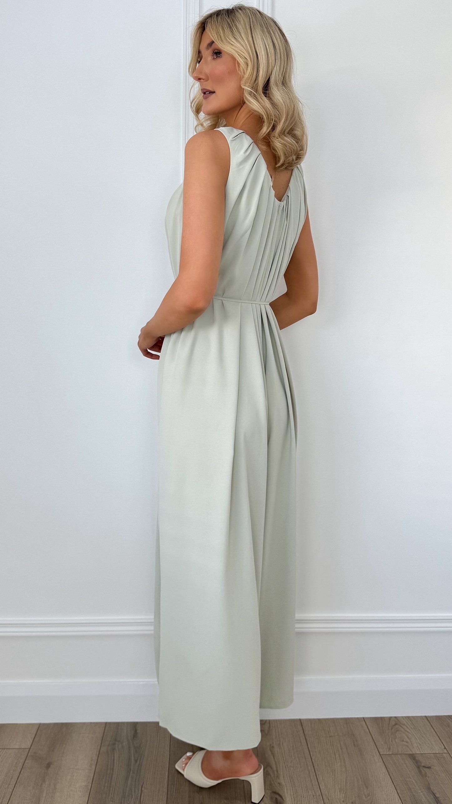 Bella Belted Jumpsuit - Sage Green