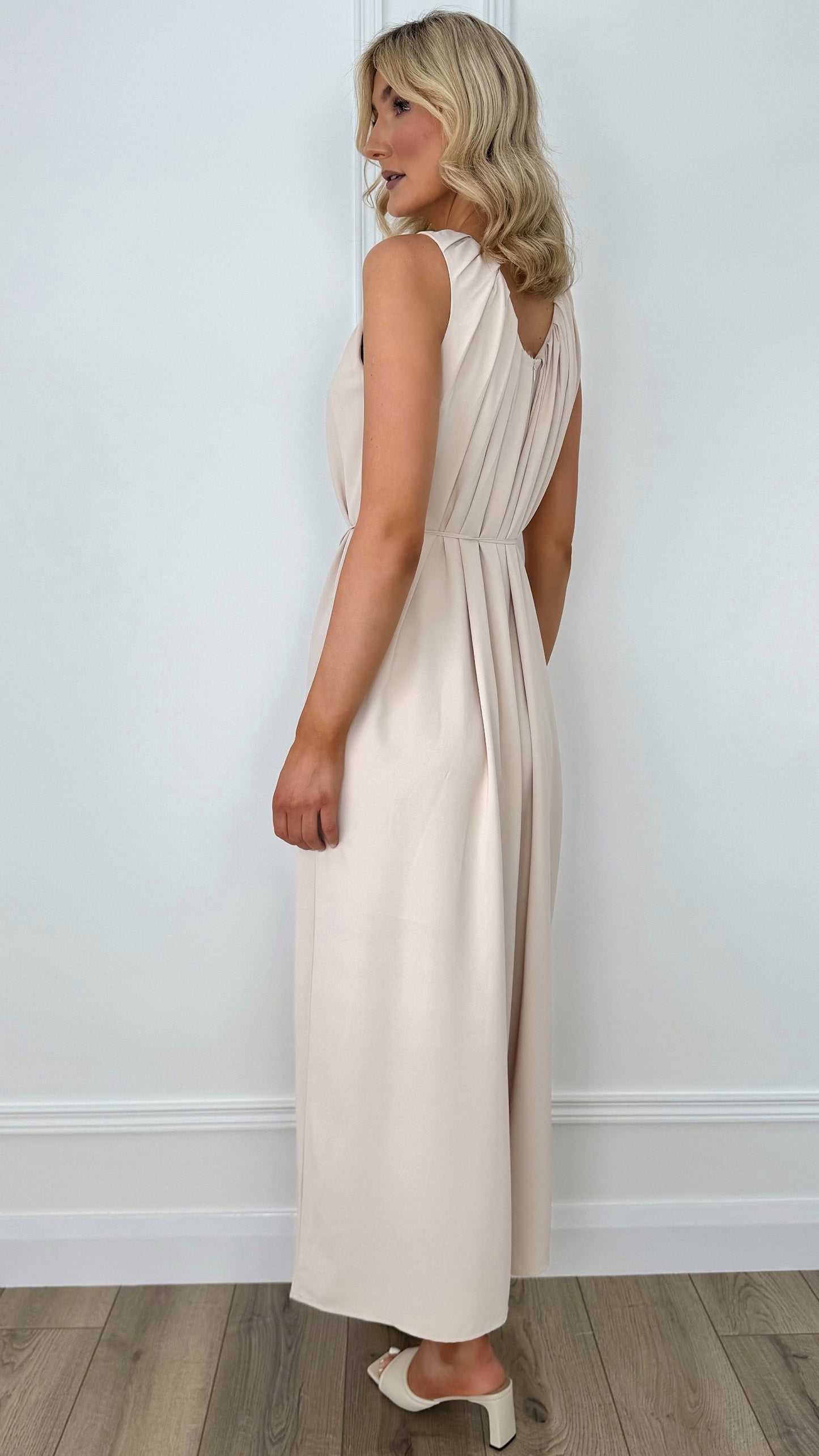 Bella Belted Jumpsuit - Beige