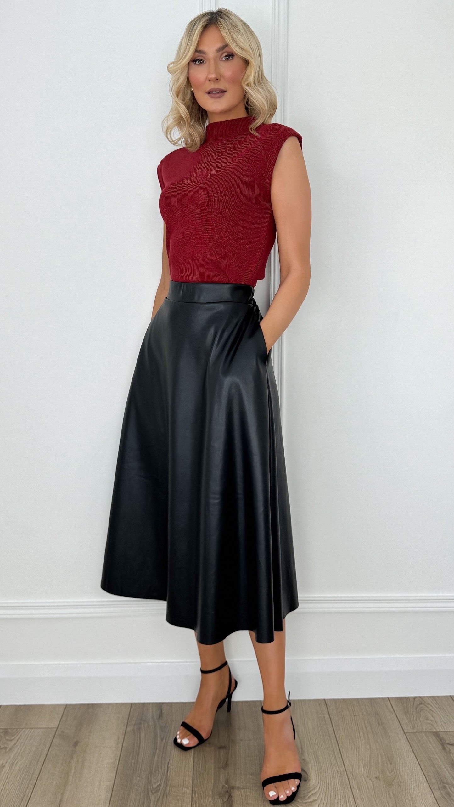 Camille Maxi Leather Skirt - Black