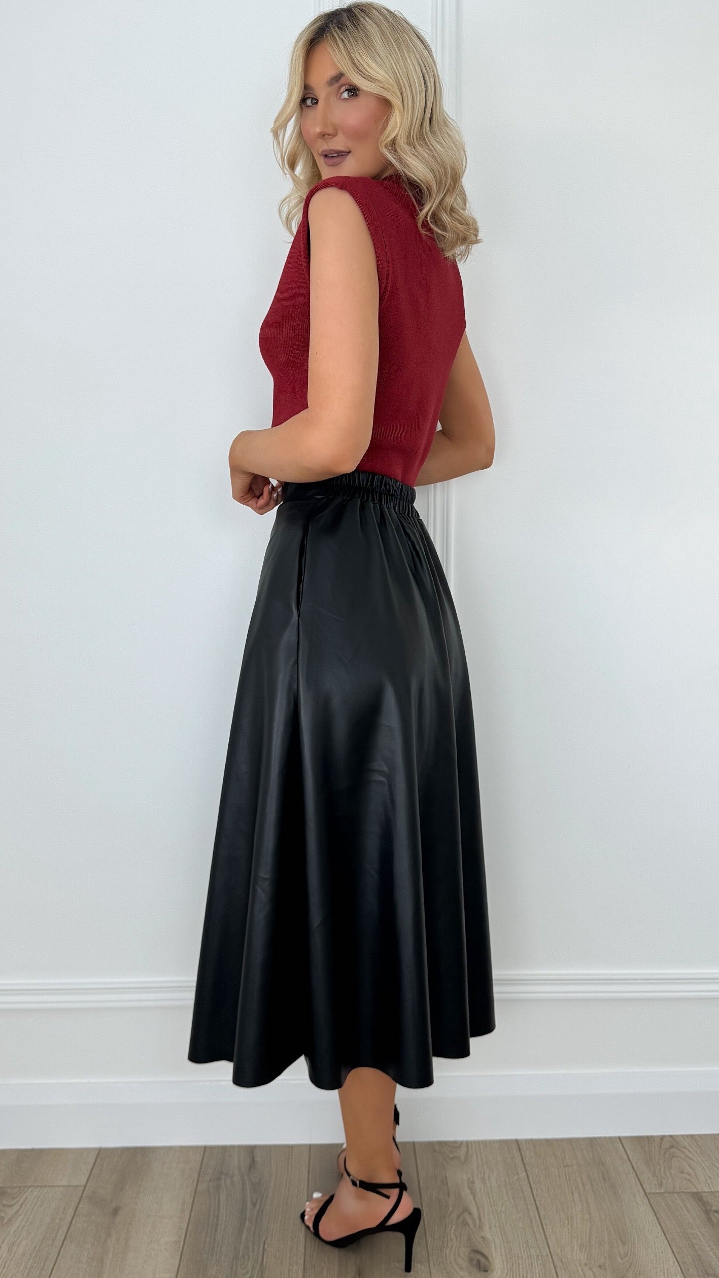 Camille Maxi Leather Skirt - Black