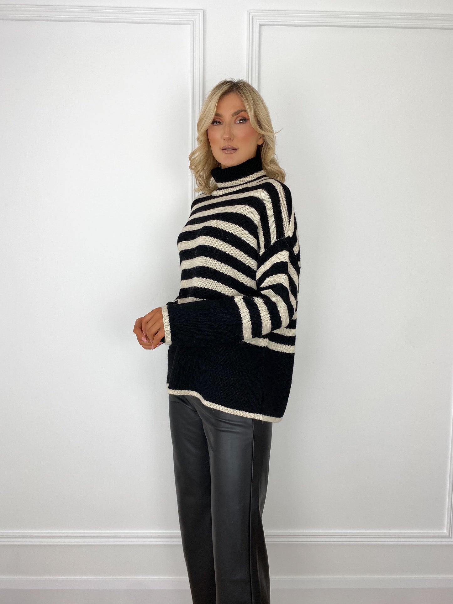 Kelly Striped Jumper with High Neck