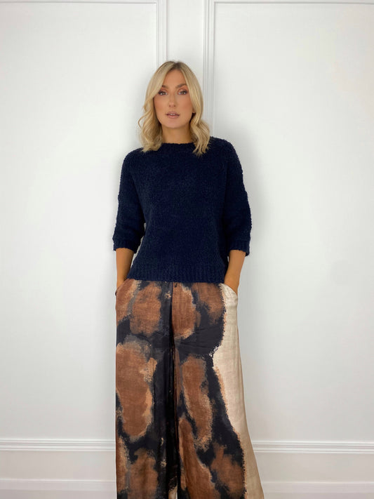 Navy Jumper with Midi Sleeves