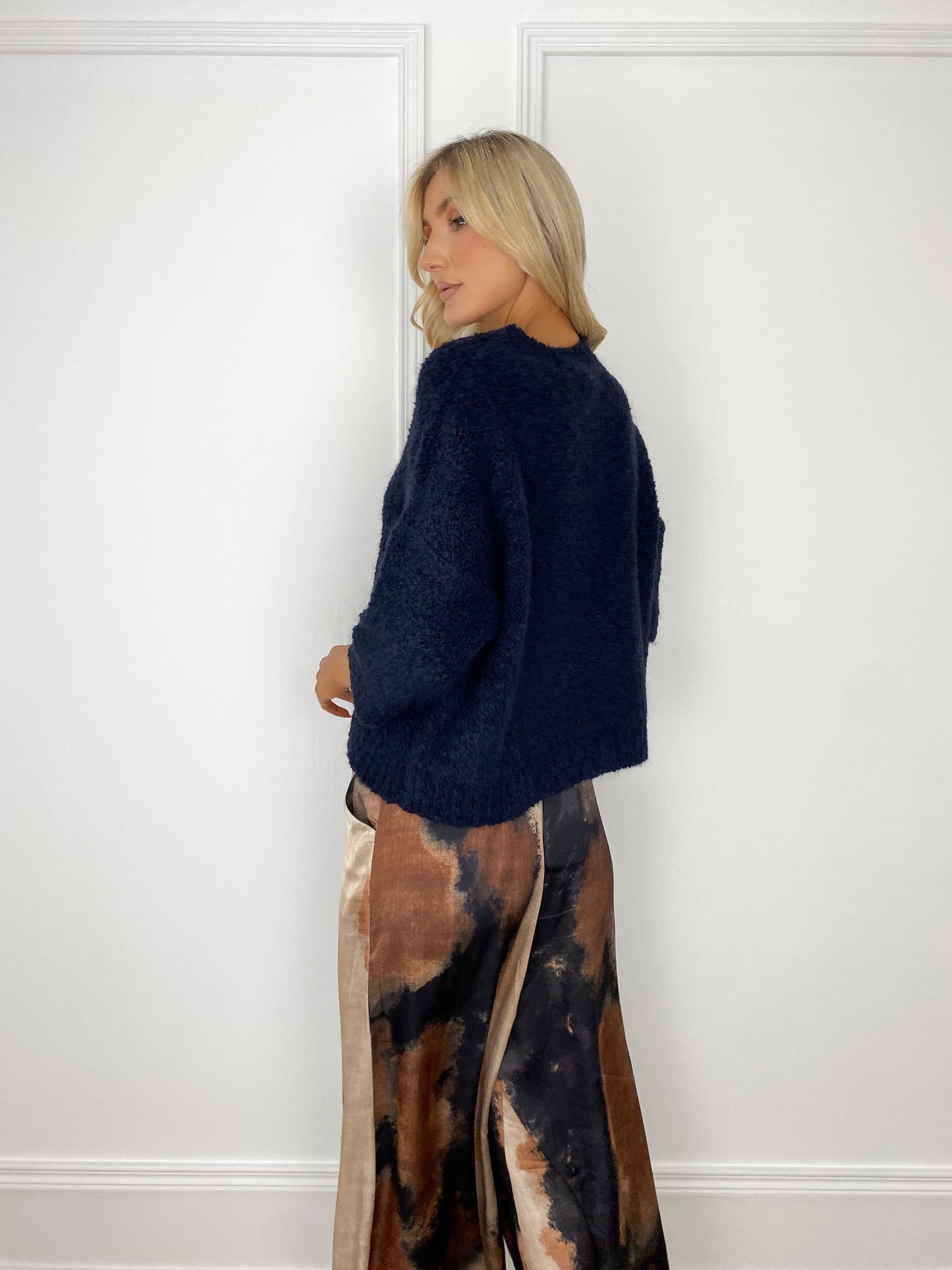 Navy Jumper with Midi Sleeves
