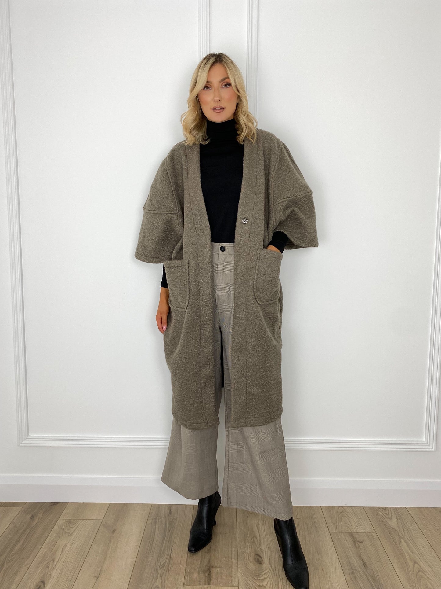Midi Sleeves Oversized Coat with Front Pockets