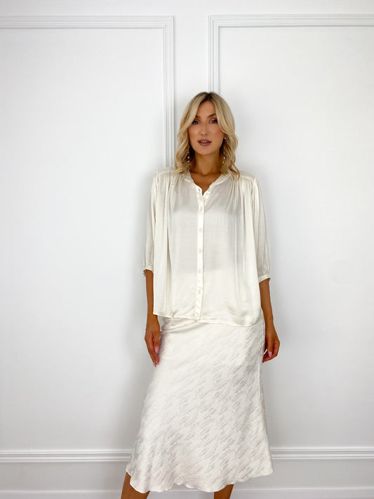 Flora Beige Satin Shirt