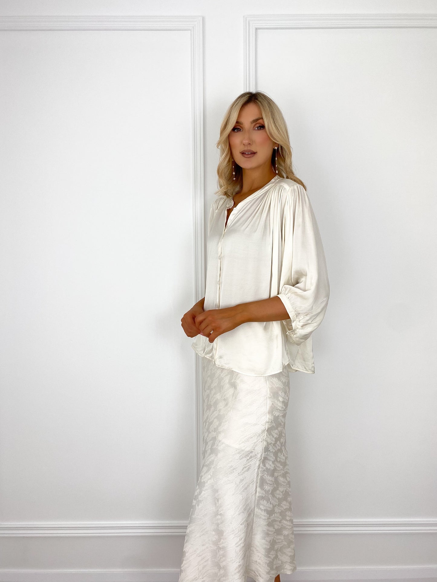 Flora Beige Satin Shirt