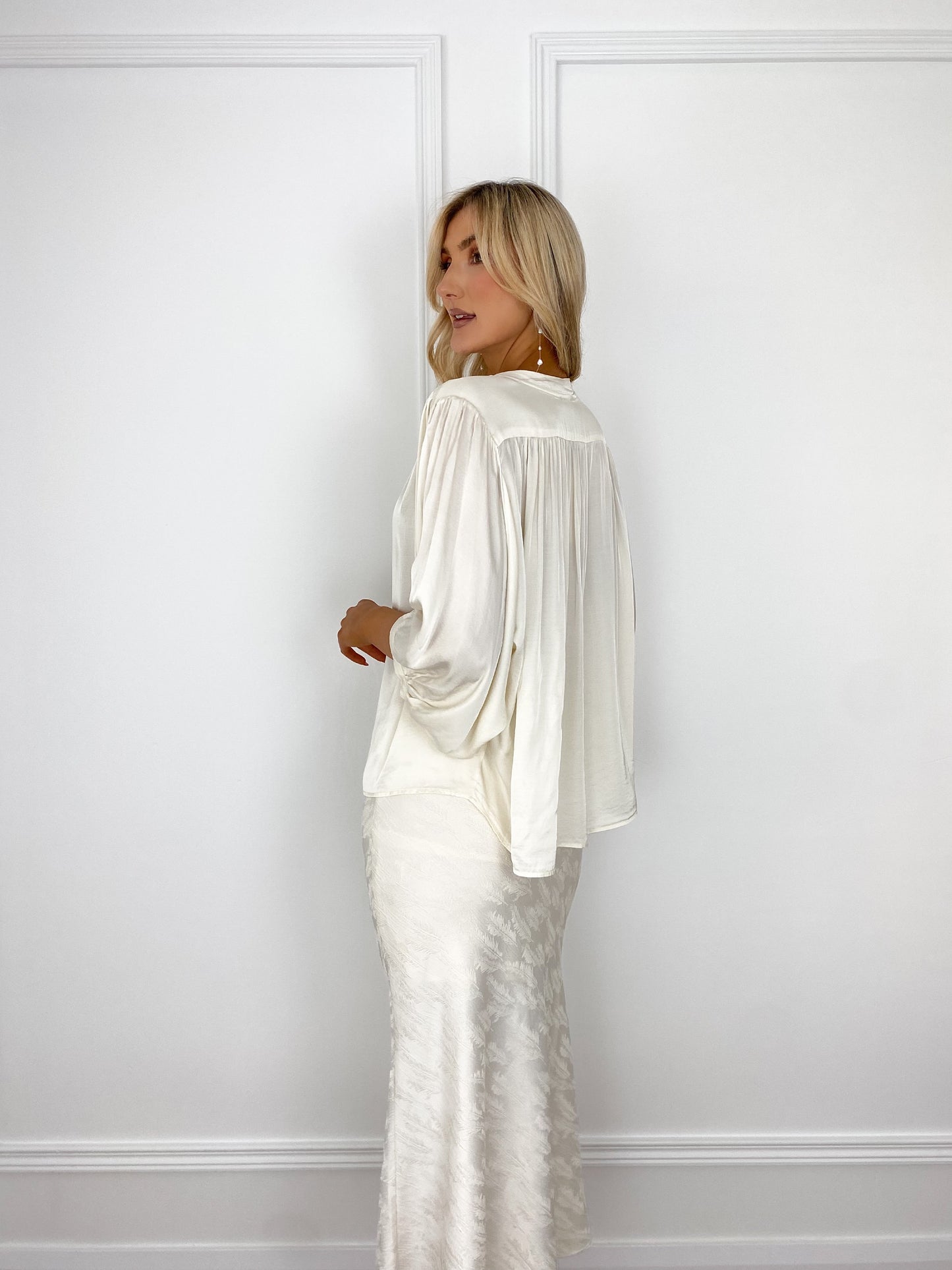 Flora Beige Satin Shirt