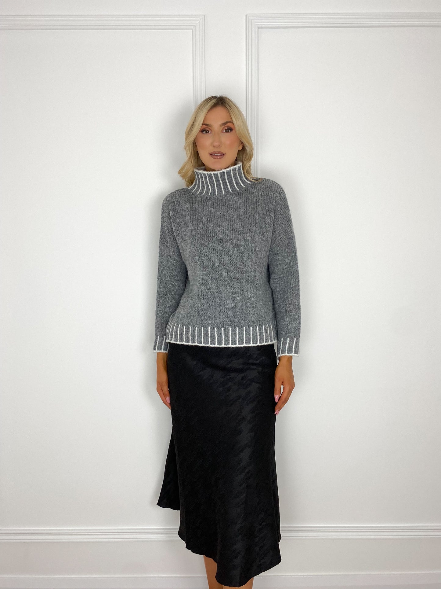 High Neck Jumper - Grey