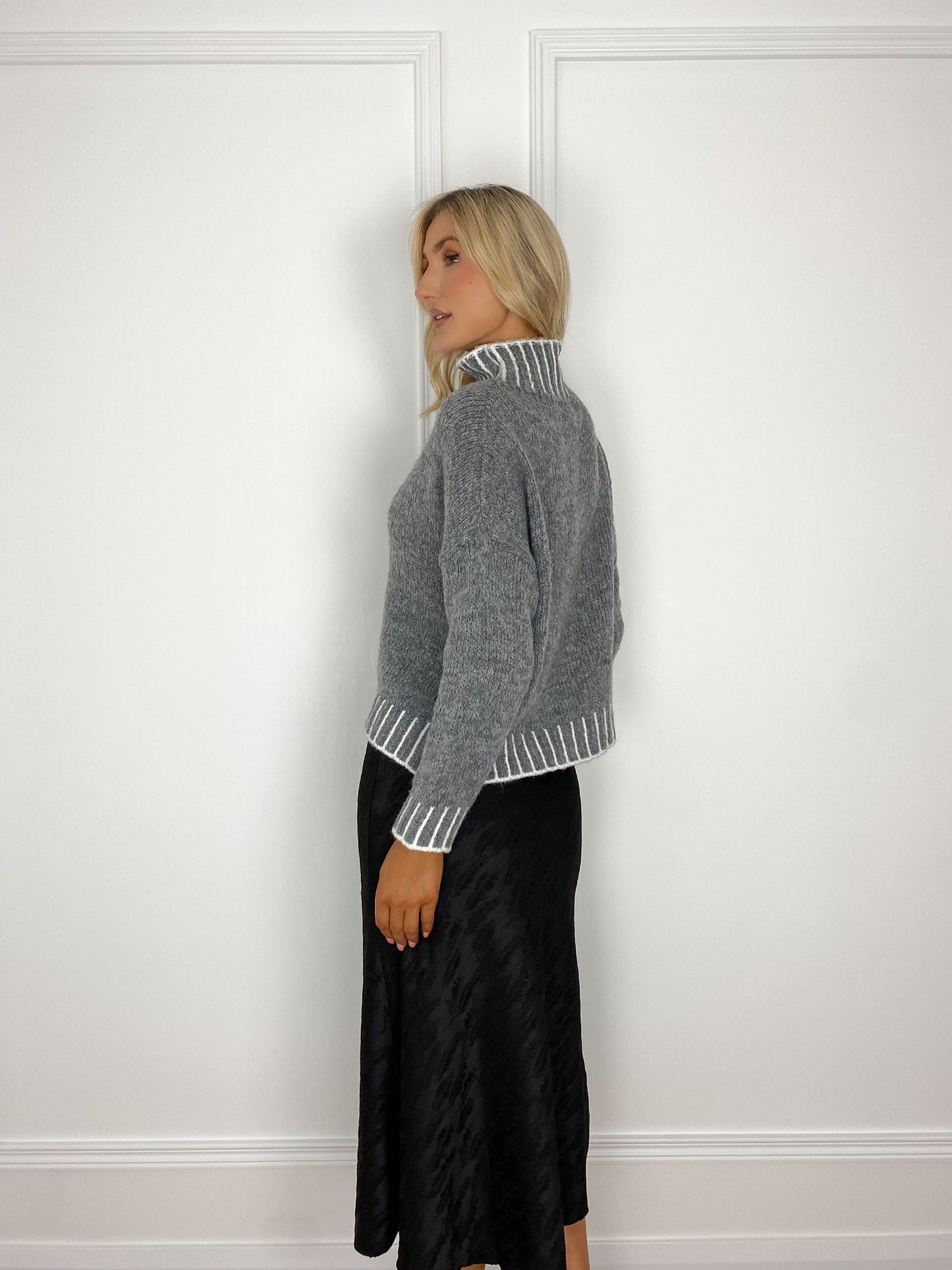 High Neck Jumper - Grey