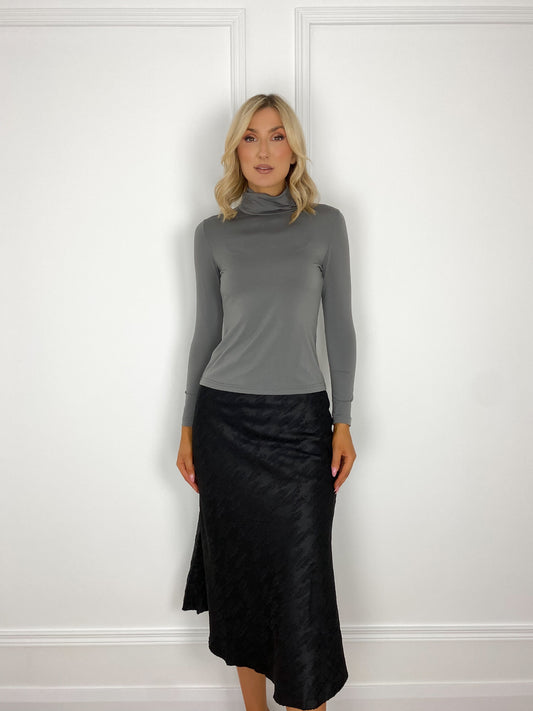Lola Pattern Midi Skirt - Black
