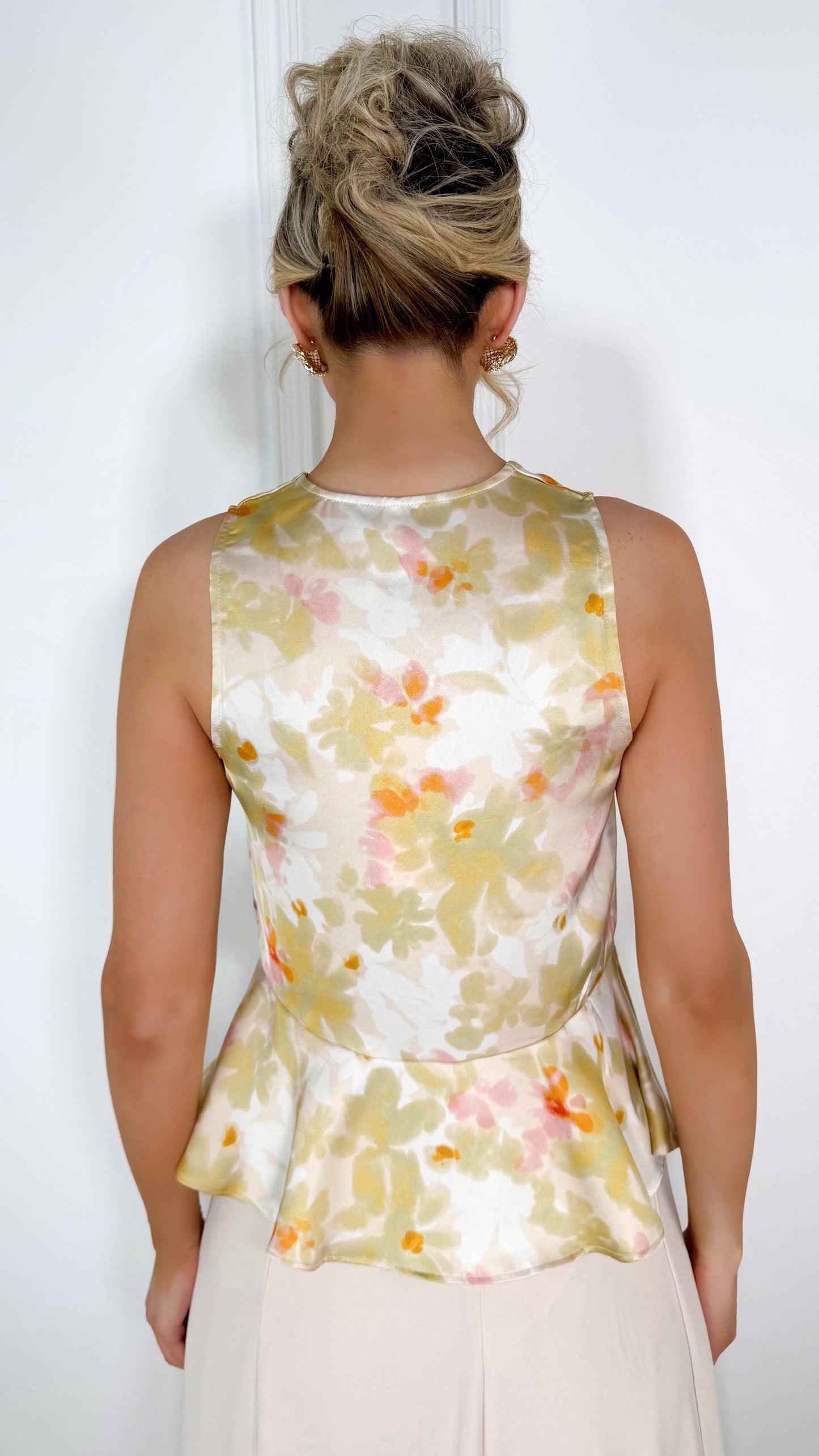 Amy Draped Neck Floral Top