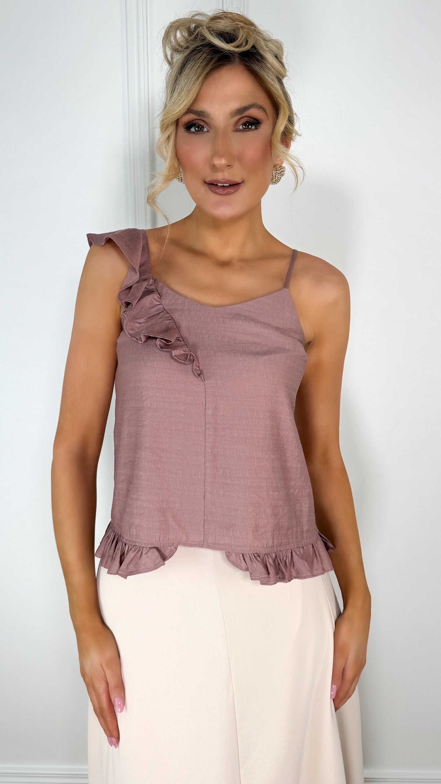 Esmeralda One Side Ruffle Top