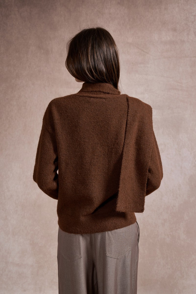 Sharon Knitted Scarf Jumper - Chocolate