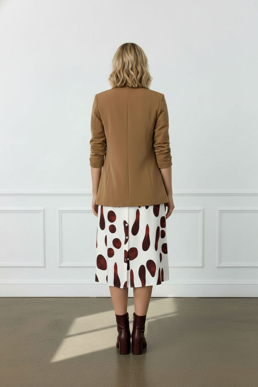 Jane Ruched Sleeve Blazer - Light Brown