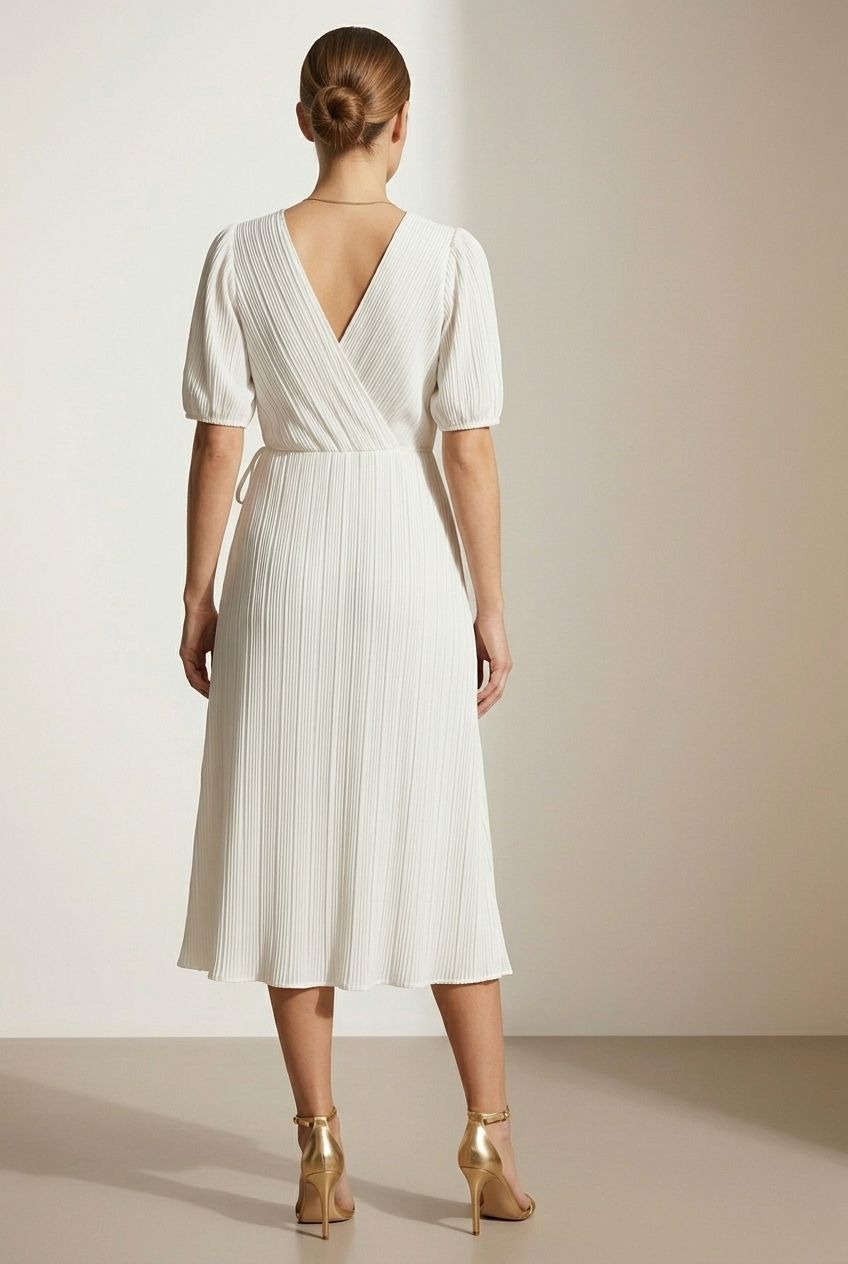 Dora Belted Wrap Dress - Beige