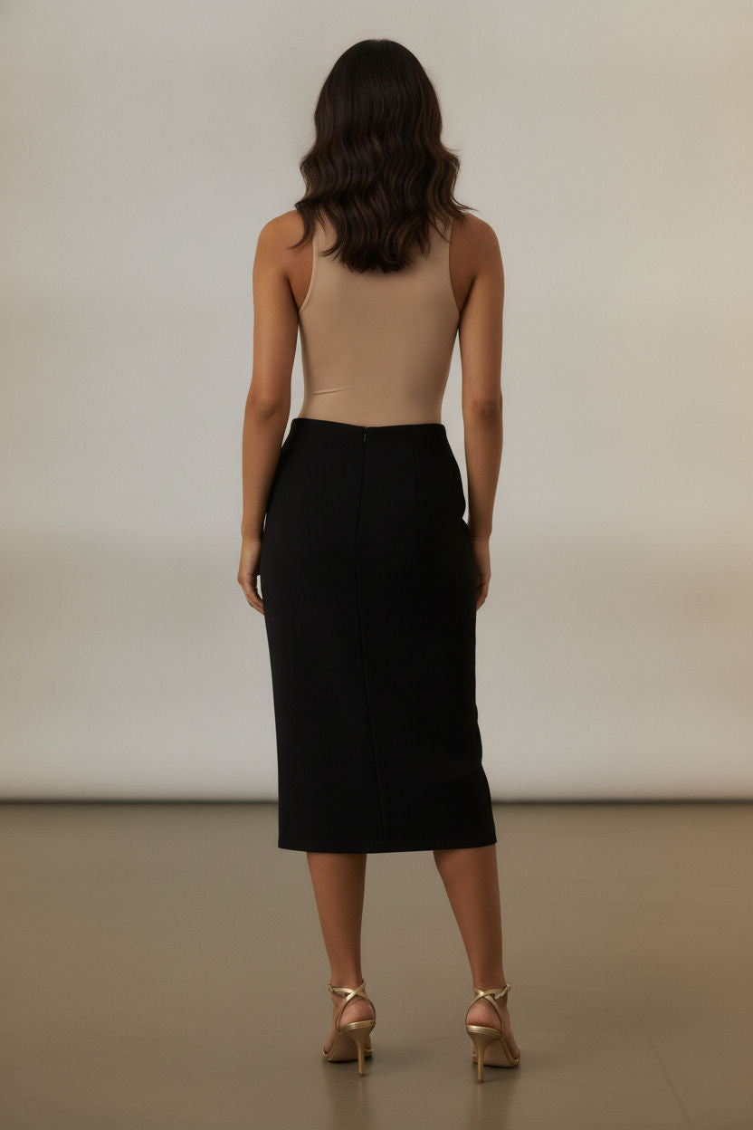 Ross Crossover Midi Skirt - Black
